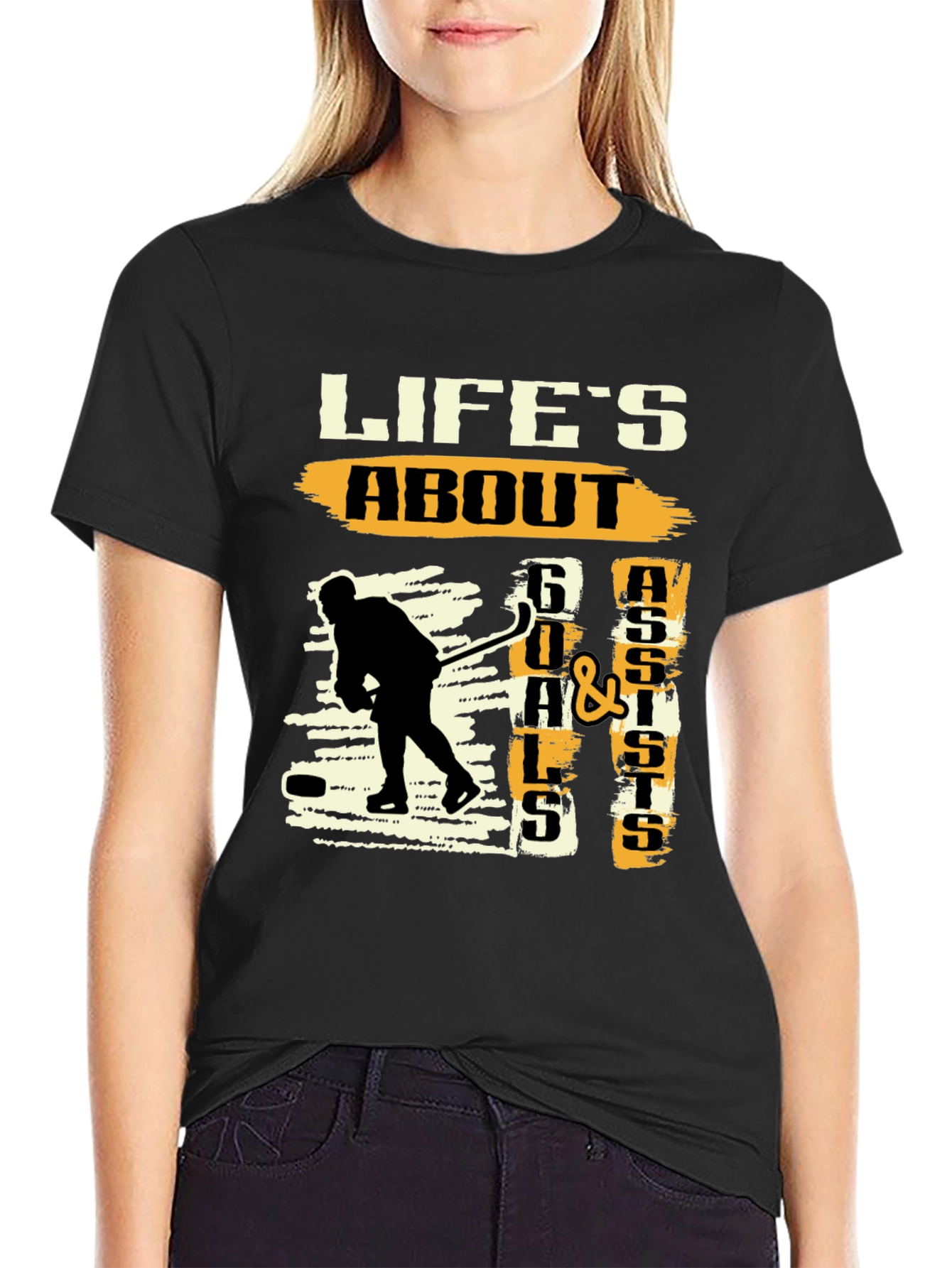 Black Life's About Goals & Assists T-Shirt view 2