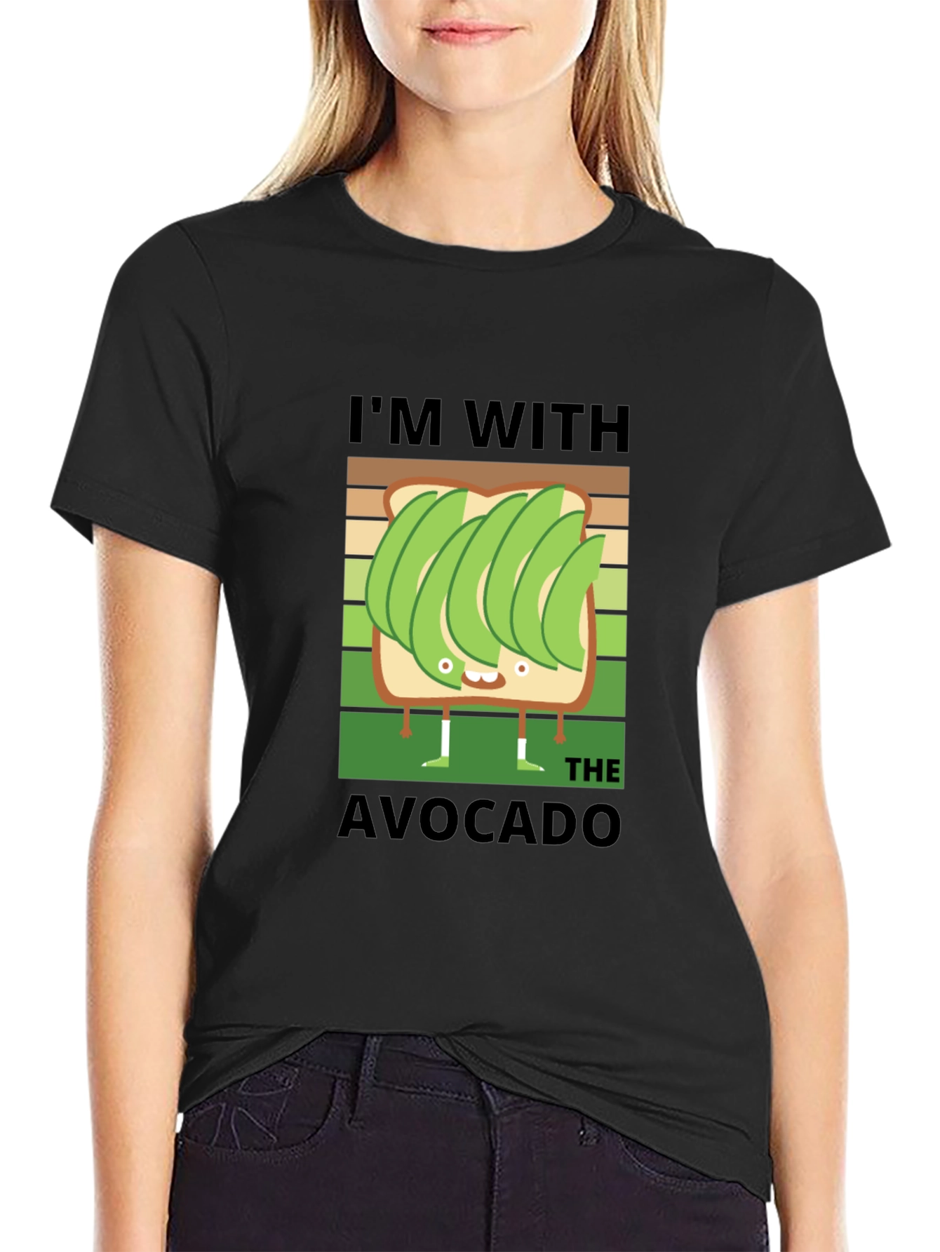 Black I'm With The Avocado T-Shirt Funny Graphic Tee view 2