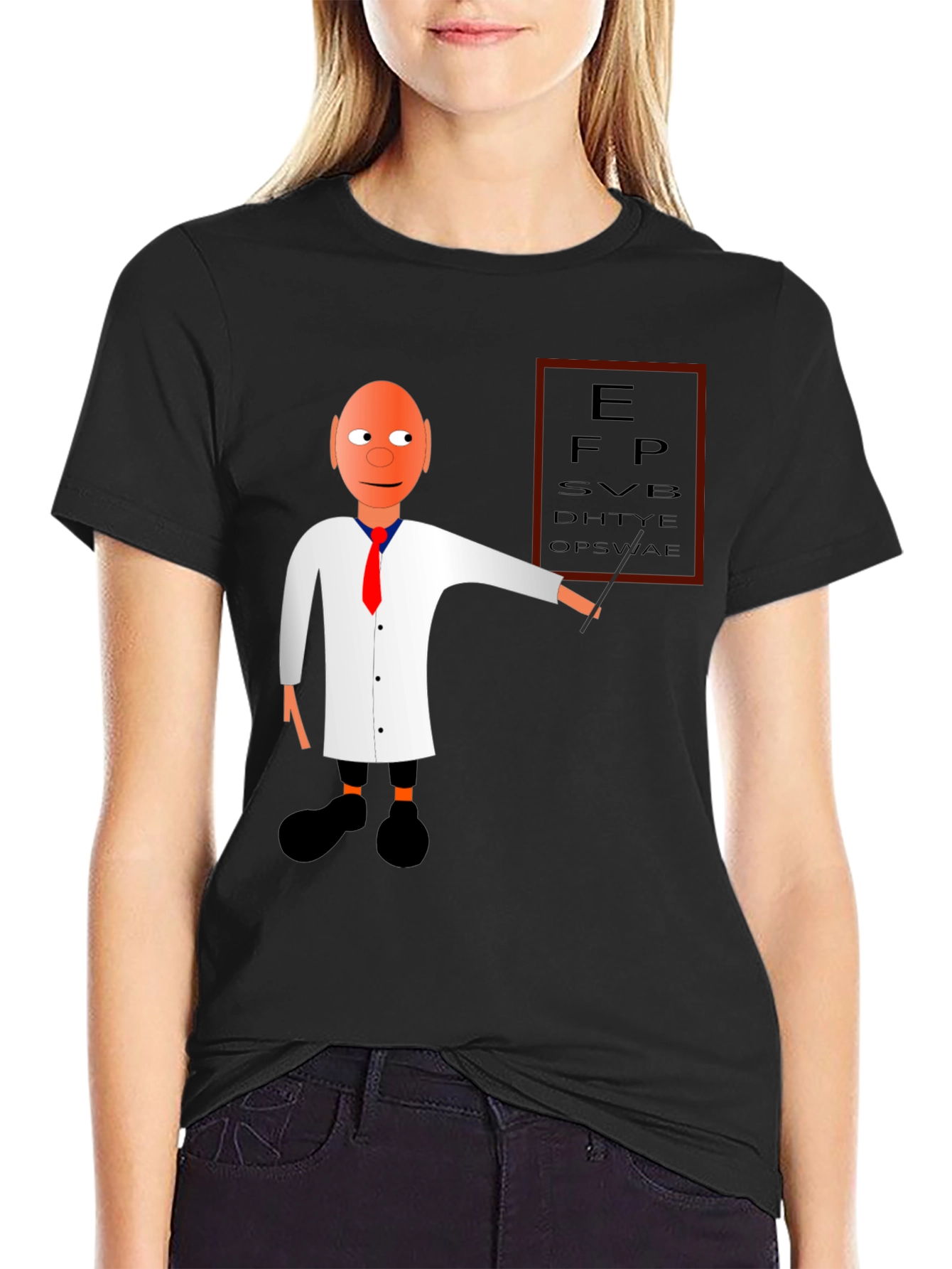 Black Eye Exam Cartoon Graphic T-Shirt view 2