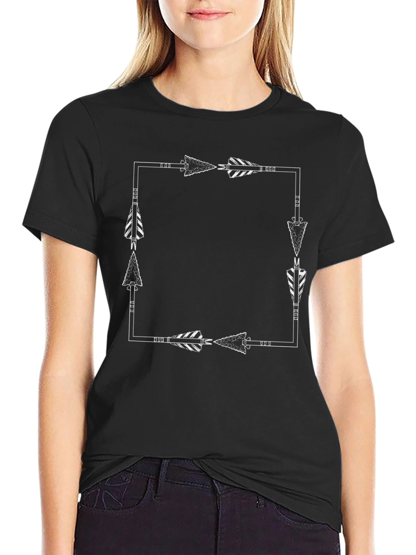 Black Arrow Frame Graphic Tee - Black Casual Shirt view 2