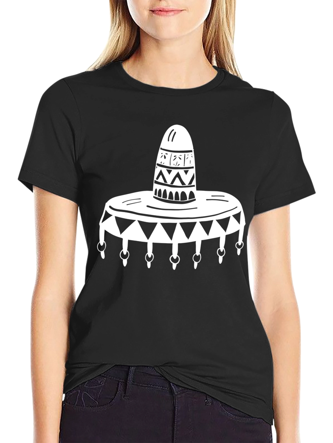 Black Sombrero Graphic Tee - Casual Black T-Shirt view 2