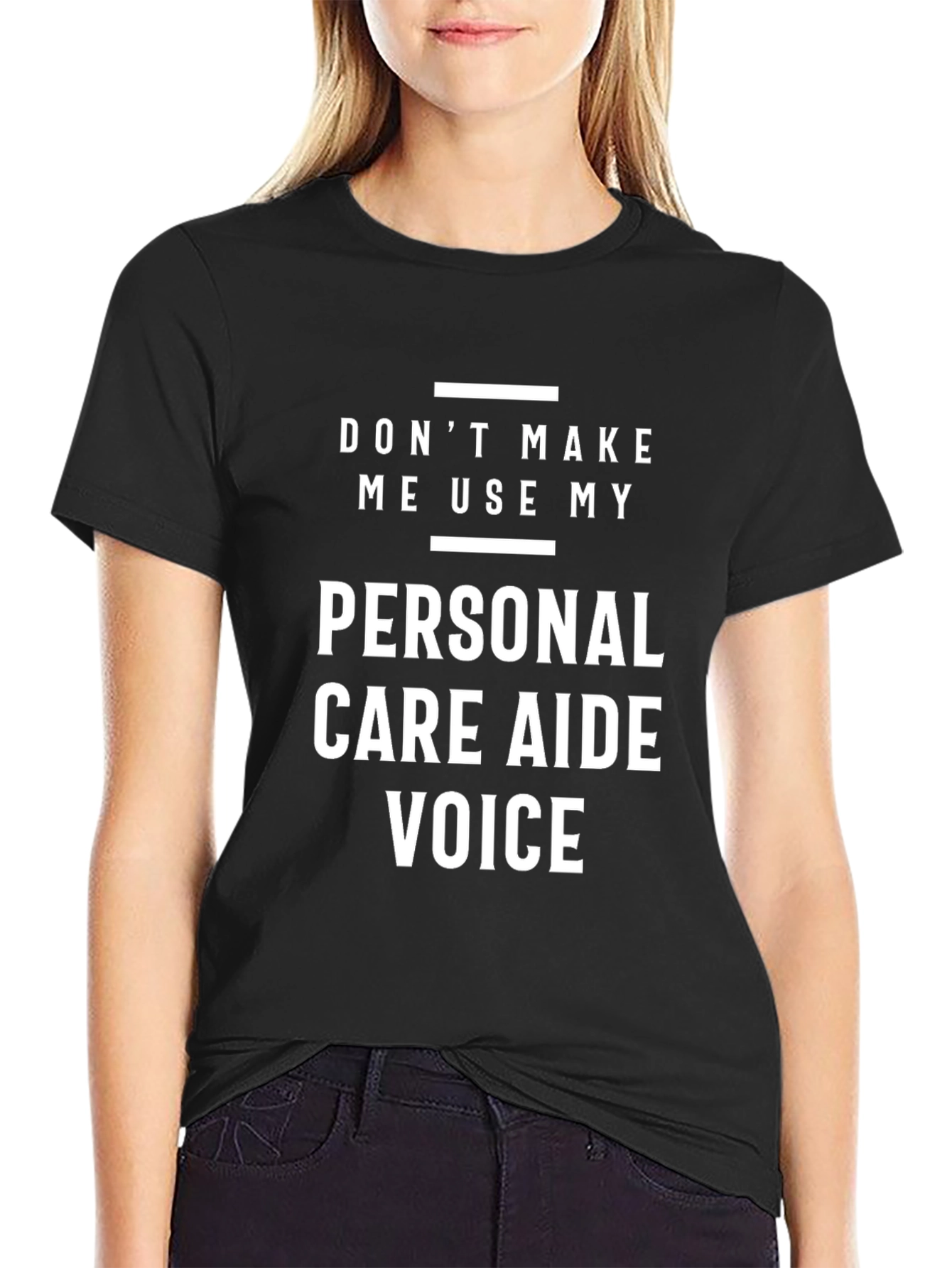 Black Personal Care Aide Voice T-Shirt - Funny Occupation Tee view 2