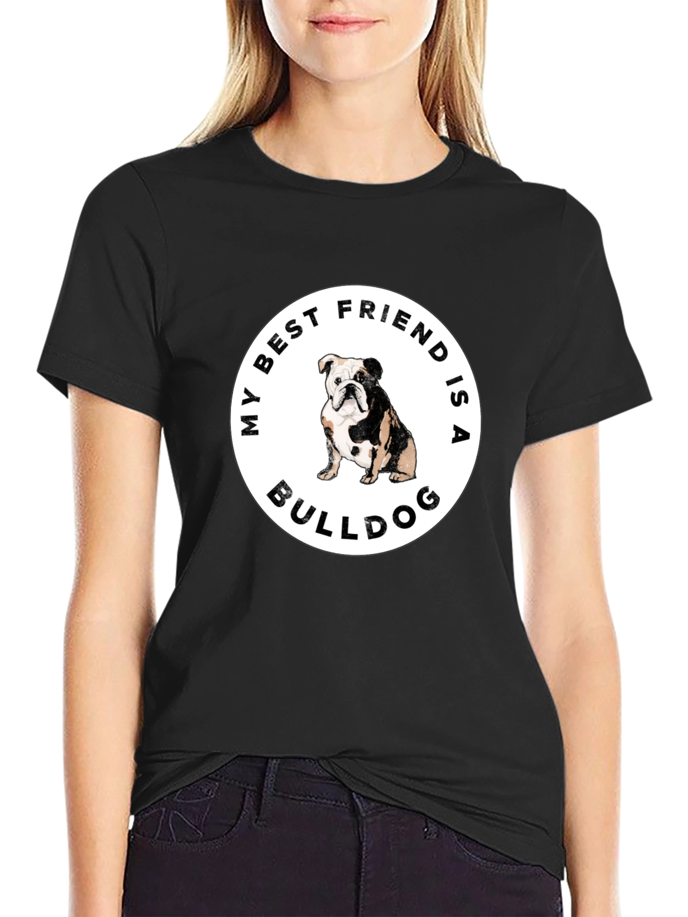 Black Bulldog Best Friend Graphic Tee view 2
