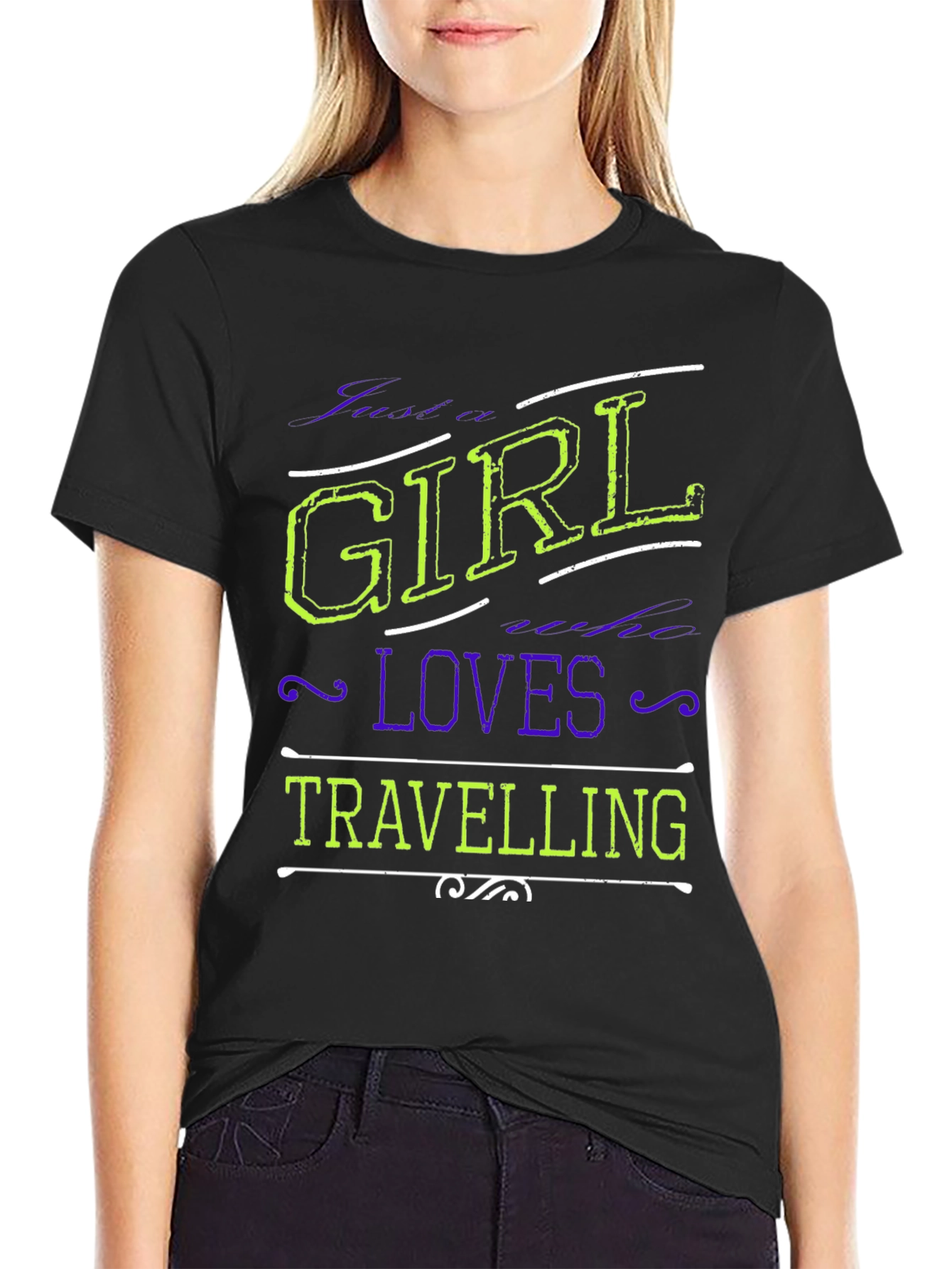 Black Girl Loves Travelling Black T-Shirt view 2
