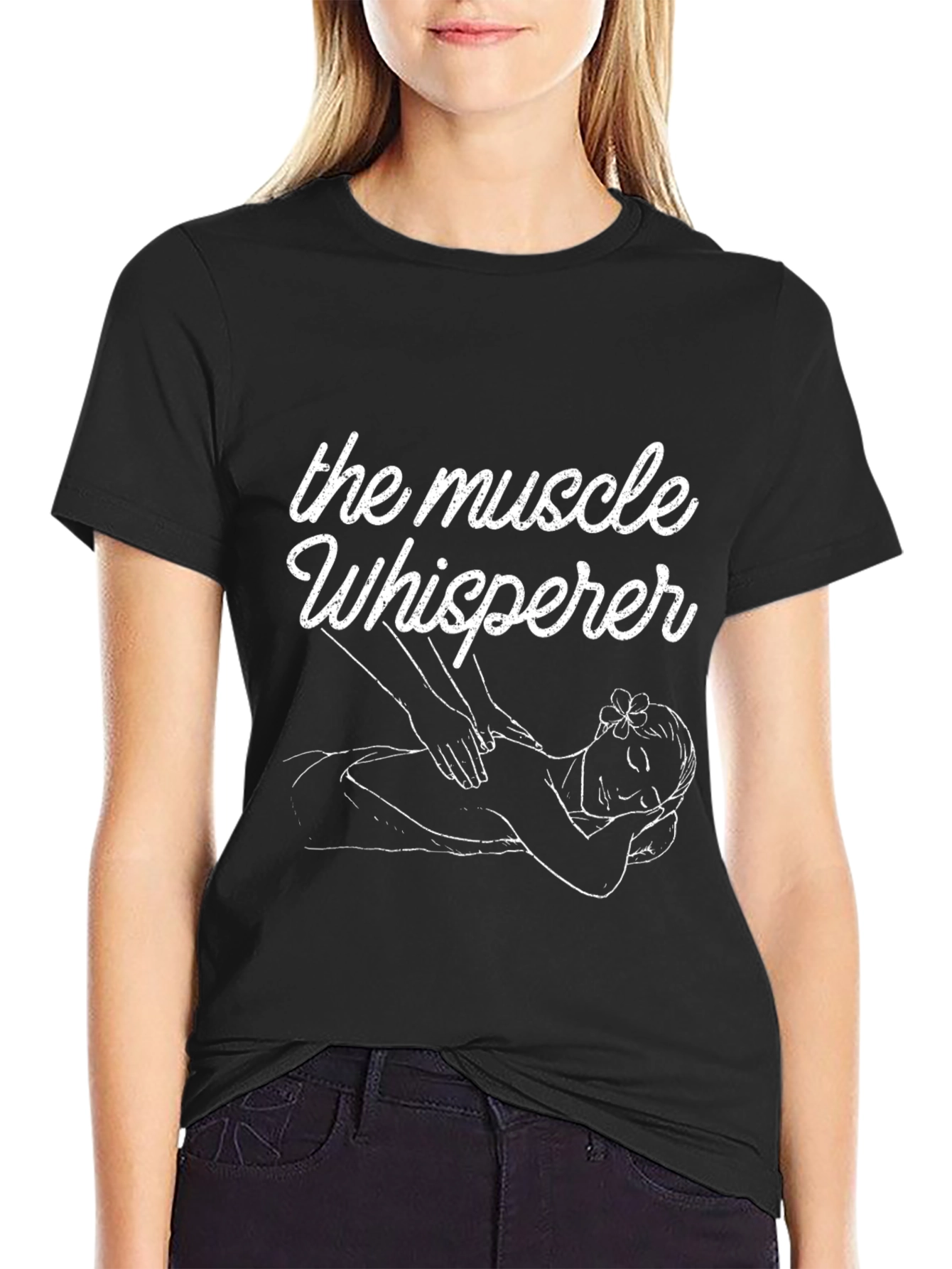 Black Muscle Whisperer Graphic Tee - Massage Therapist Shirt view 2
