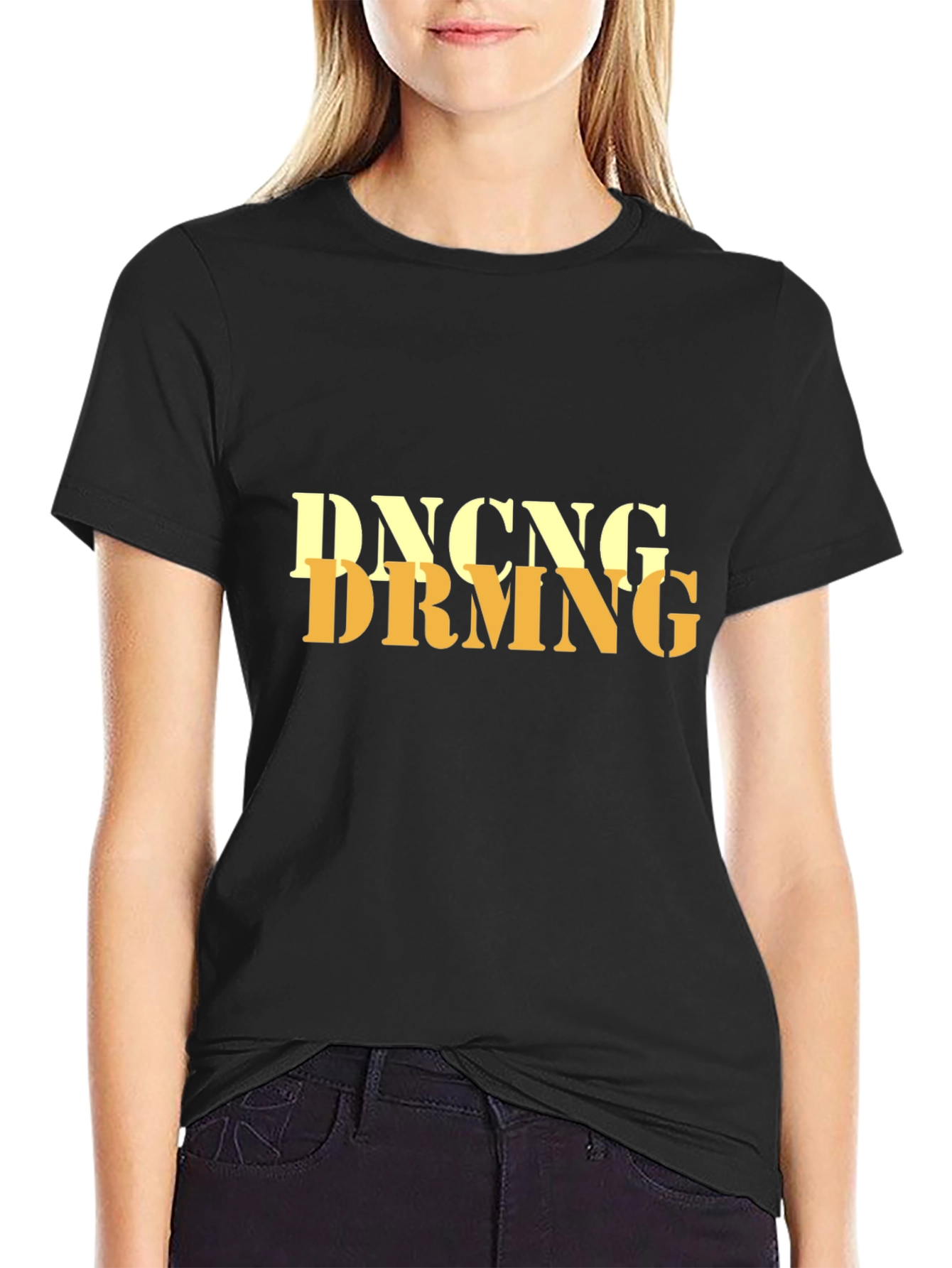Black Dancing Dreaming Men's Black T-Shirt view 2