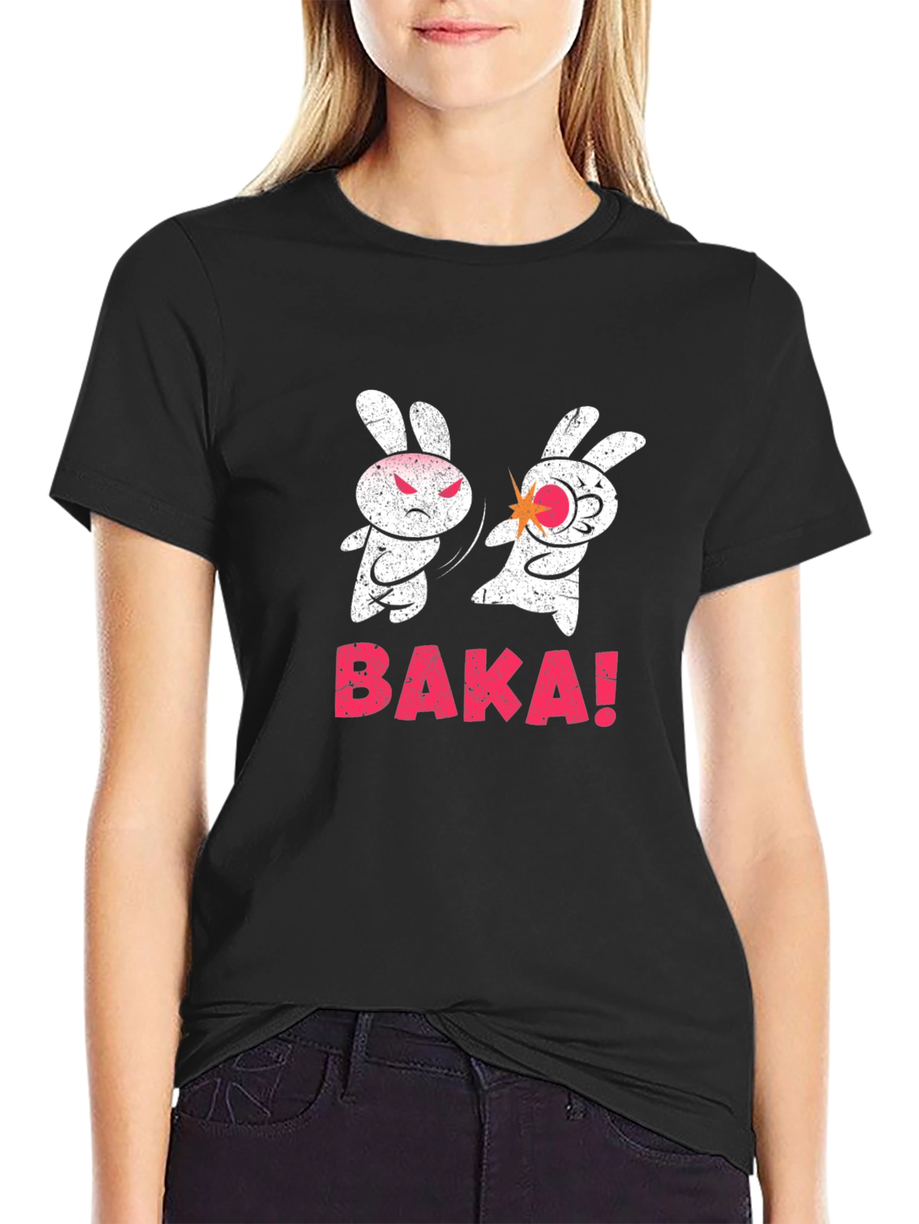 Black Baka Funny Bunny Slap T-Shirt view 2