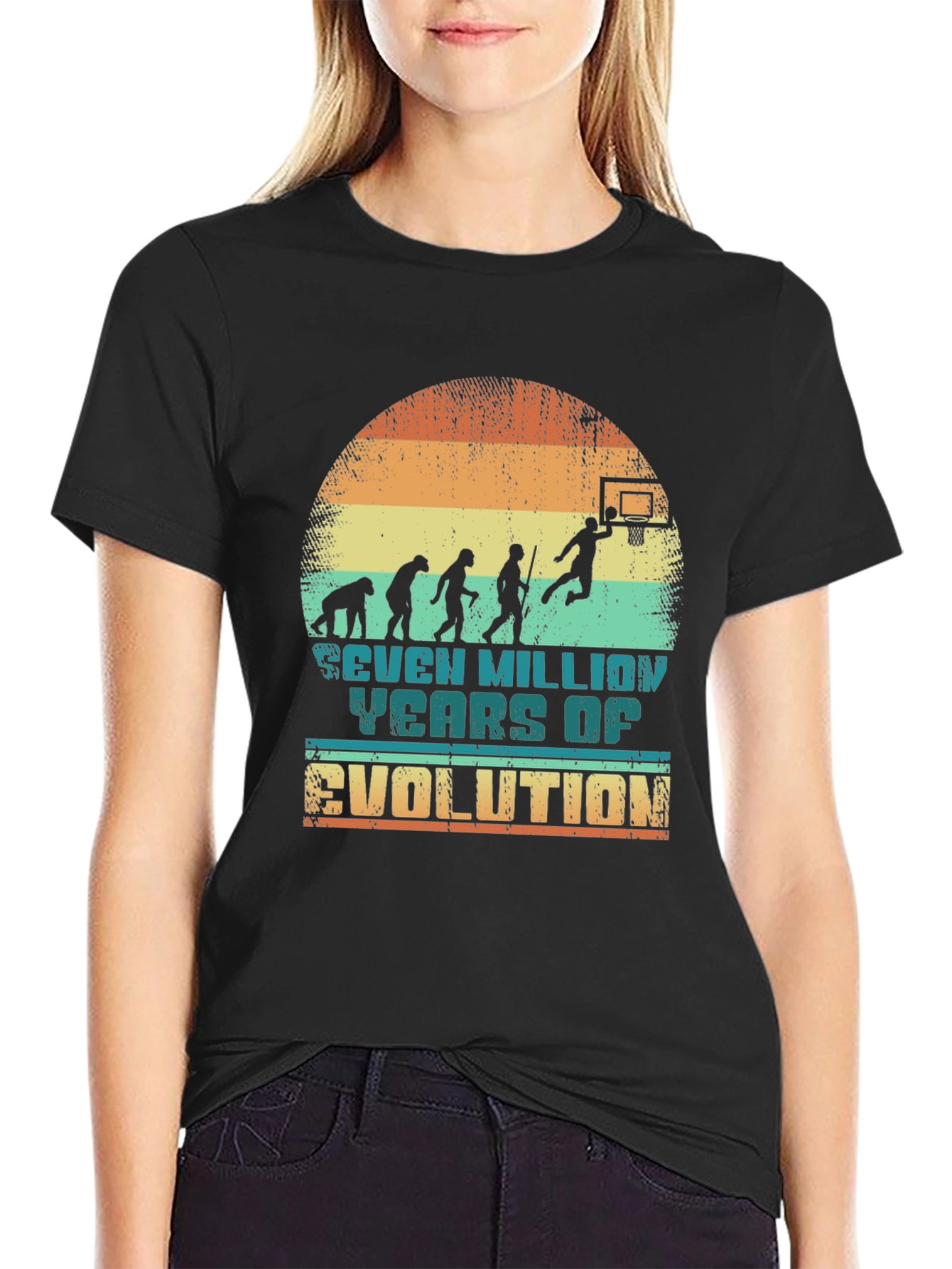 Black Evolution of Basketball T-Shirt view 2