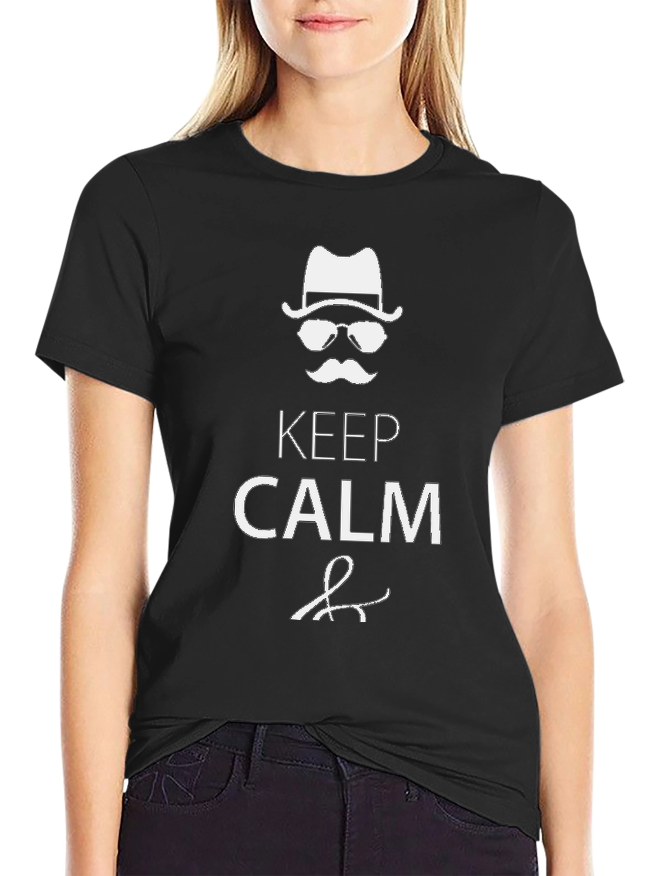 Black Keep Calm Gentleman Graphic T-Shirt view 2