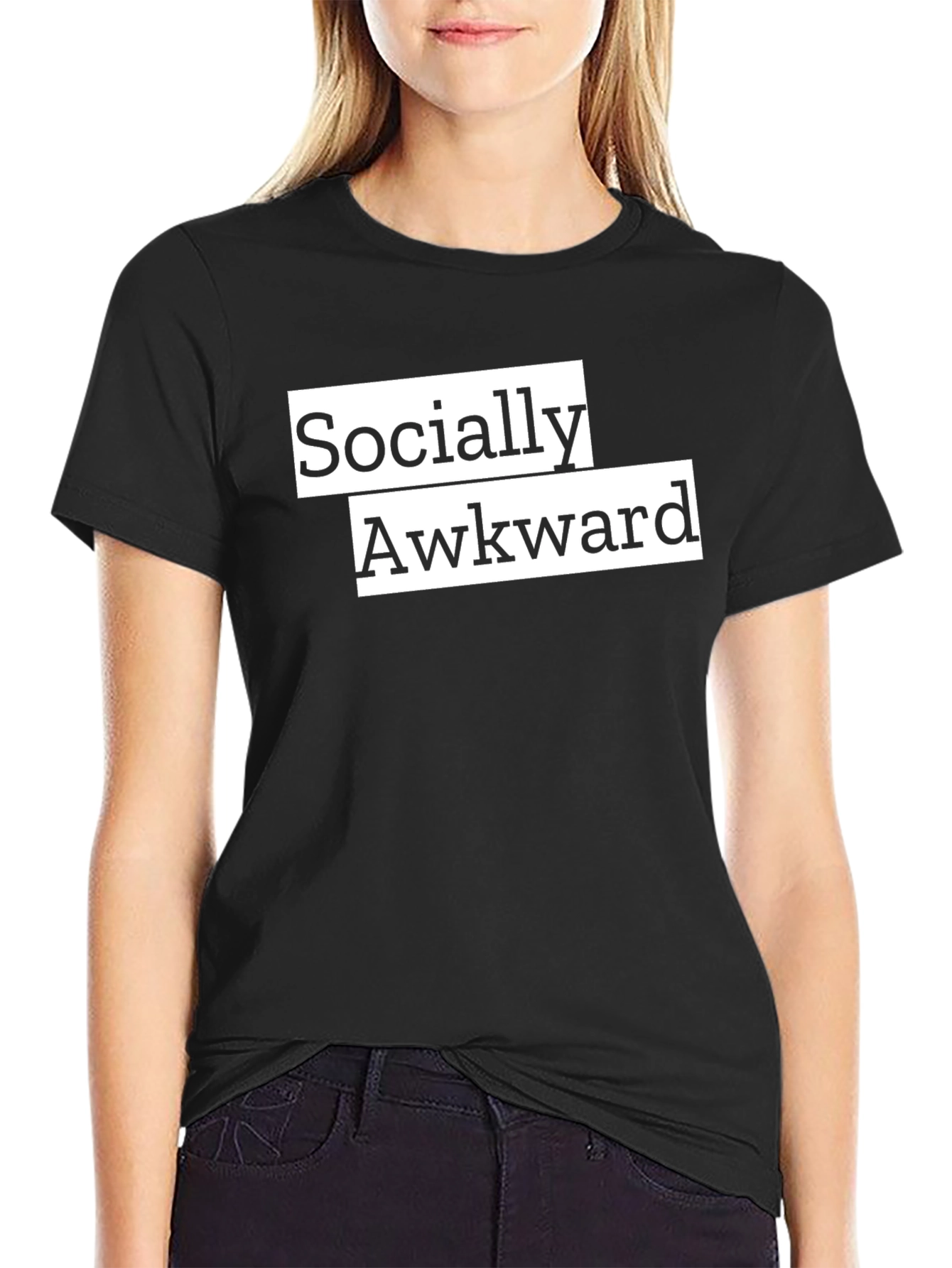 Black Socially Awkward Graphic Tee - Black view 2
