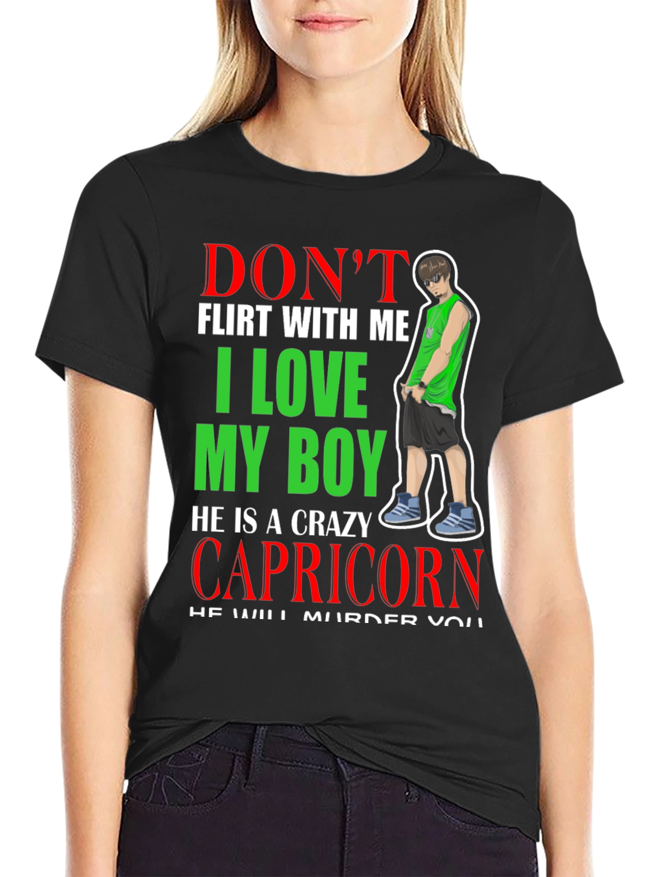 Black Crazy Capricorn Boy T-Shirt view 2