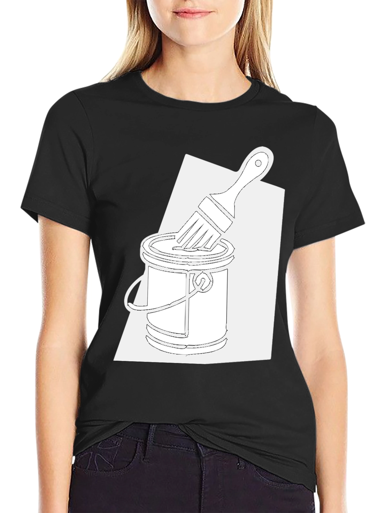 Black Artistic Paint Brush T-Shirt view 2