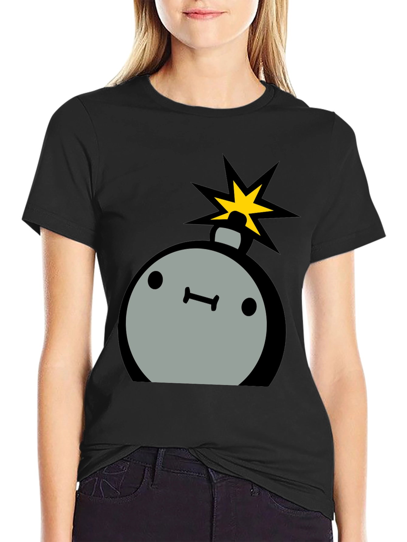 Black Cartoon Bomb Graphic Tee - Men's Black T-Shirt view 2