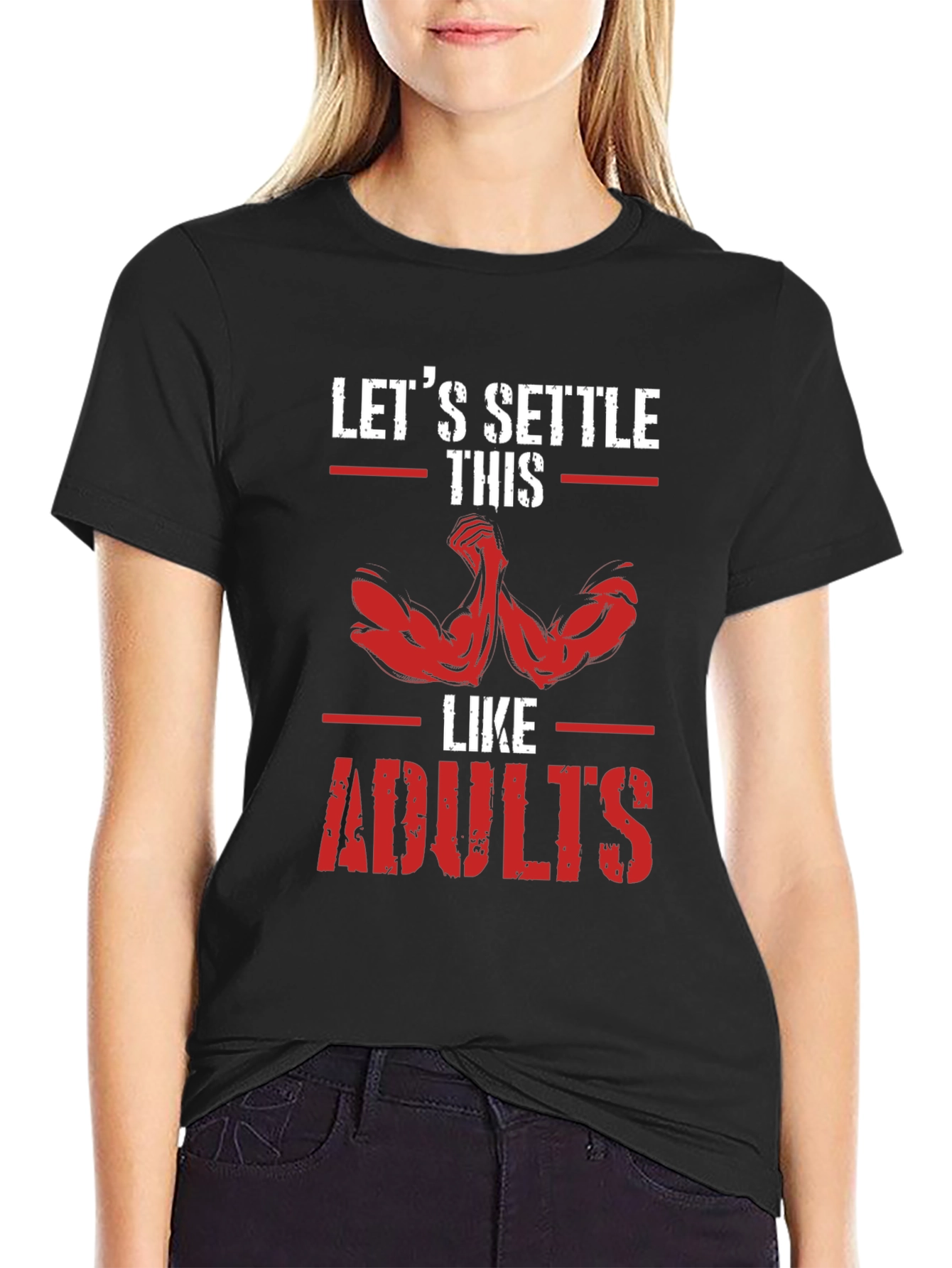 Black Let's Settle This Like Adults T-Shirt view 2