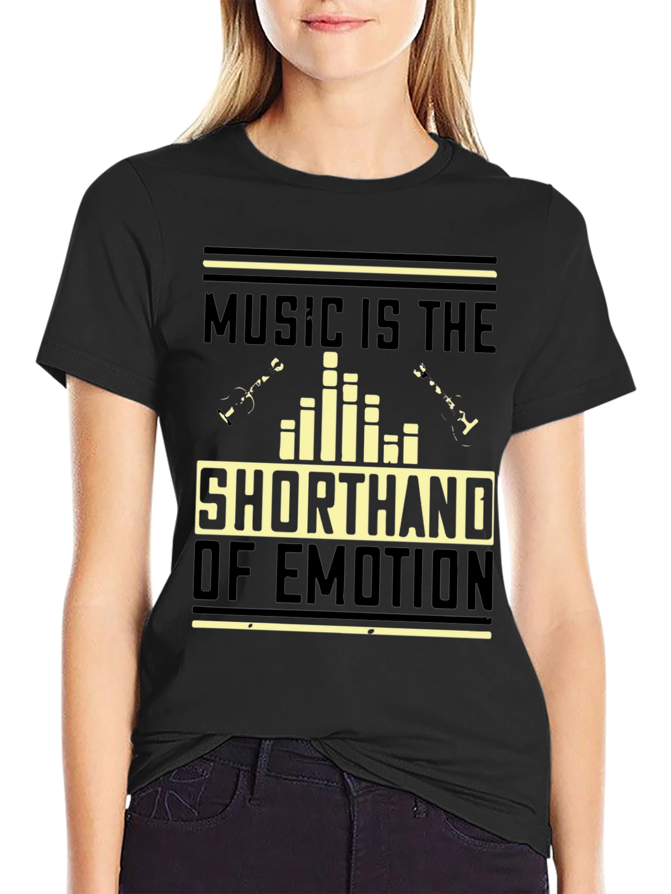 Black Music is the Shorthand of Emotion Graphic Tee view 2