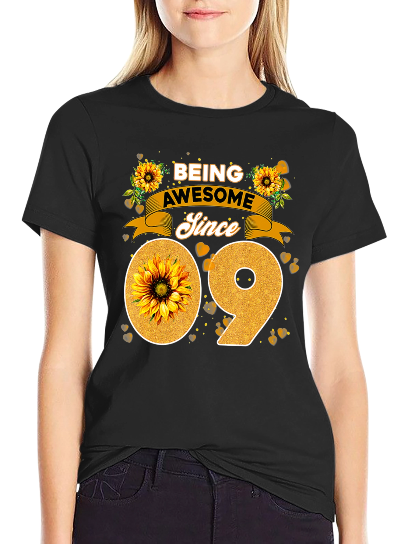 Black Being Awesome Since 09 Sunflower Tee view 2