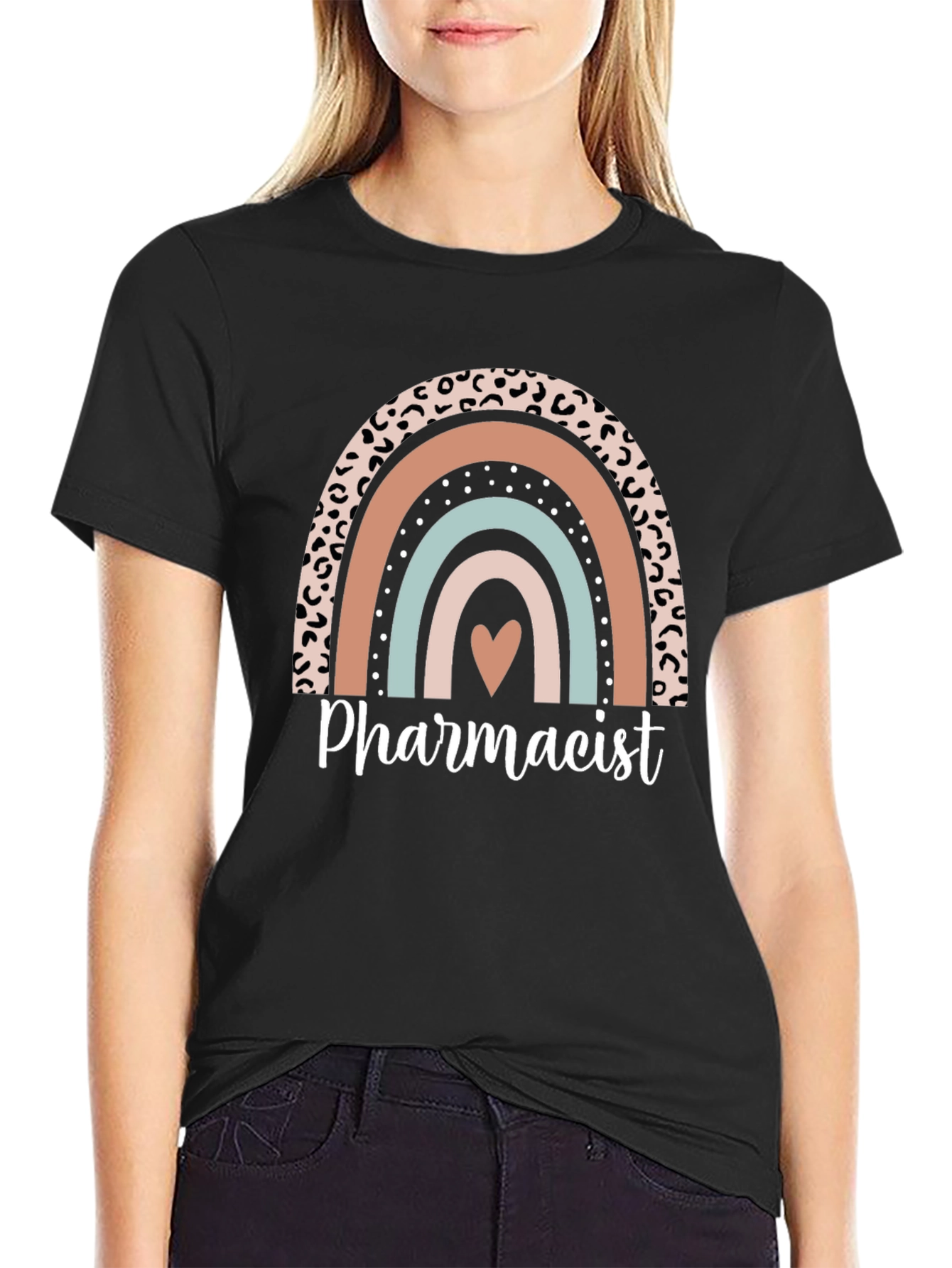 Black Pharmacist Rainbow Graphic T-Shirt - Casual & Cute view 2