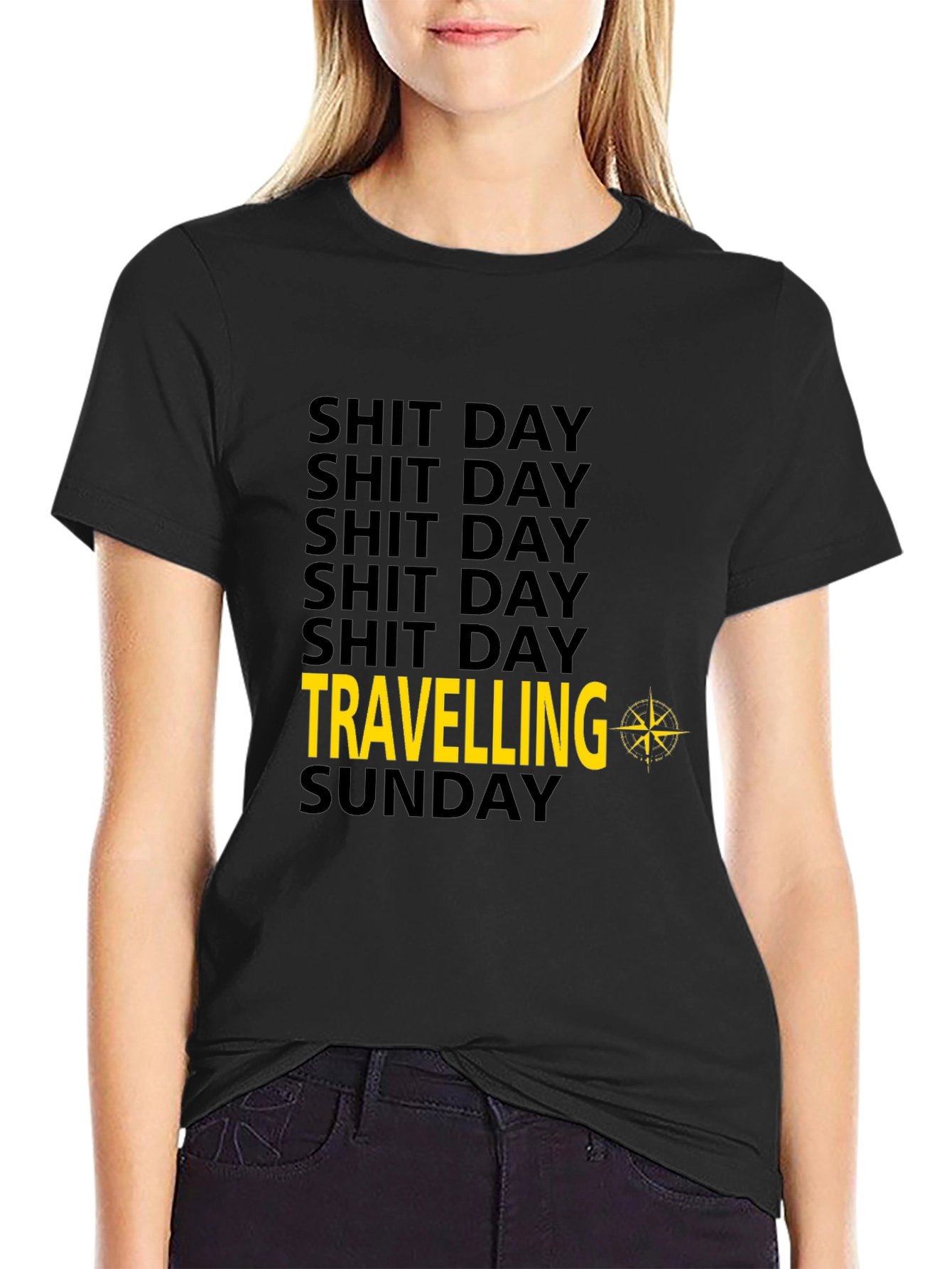 Black Shit Day Travelling Compass Men's Black T-Shirt view 2