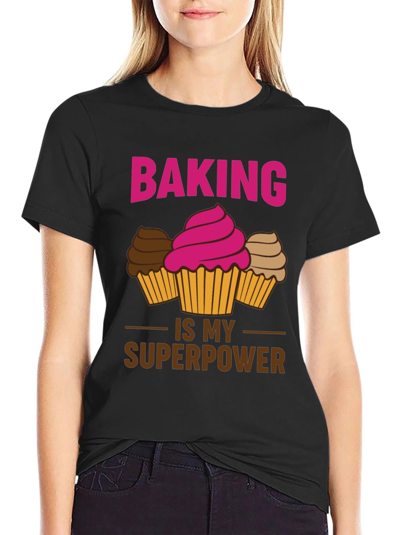 Black Baking is My Superpower Graphic T-Shirt view 2