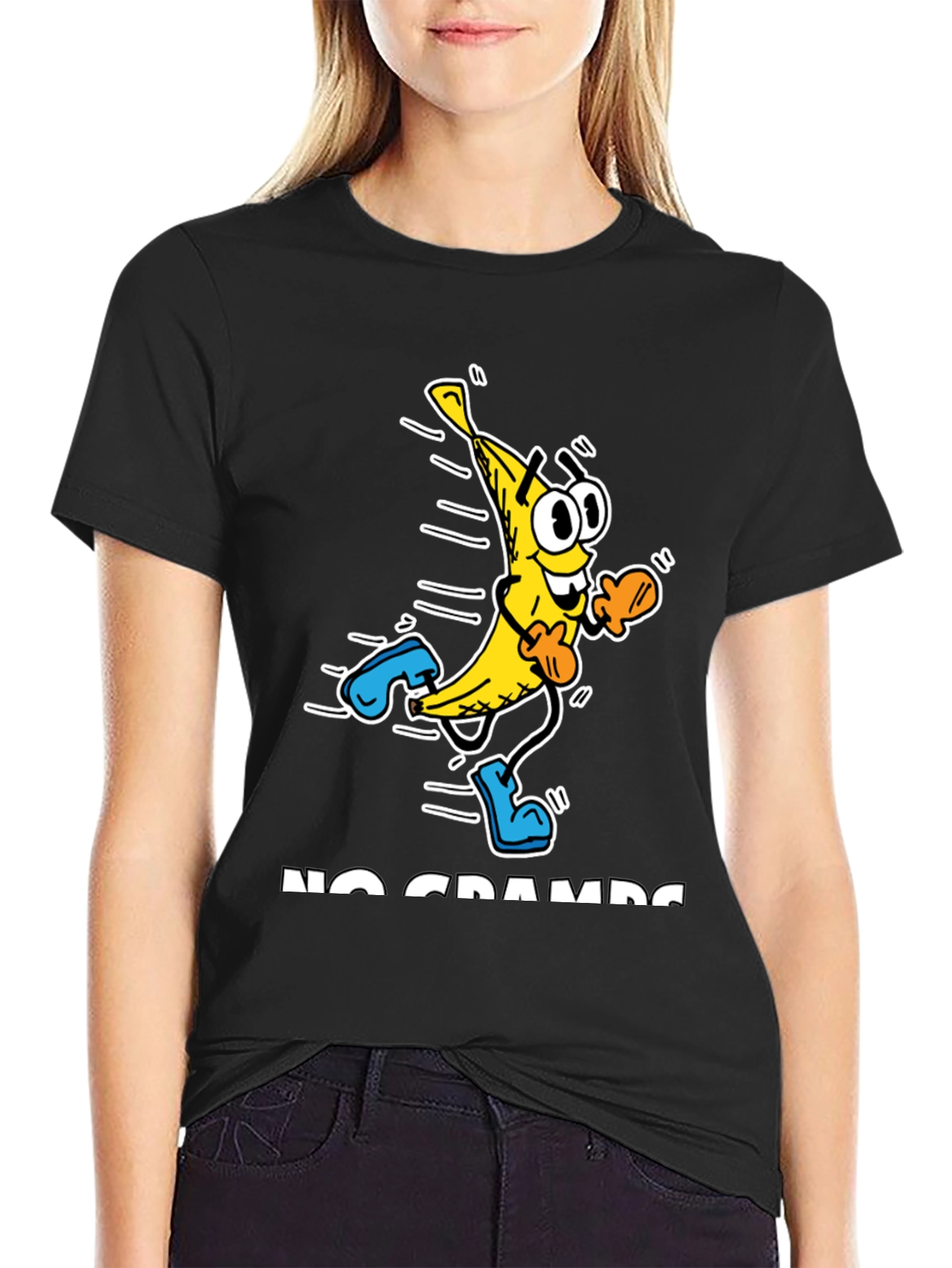 Black No Cramps Banana Running Graphic T-Shirt view 2