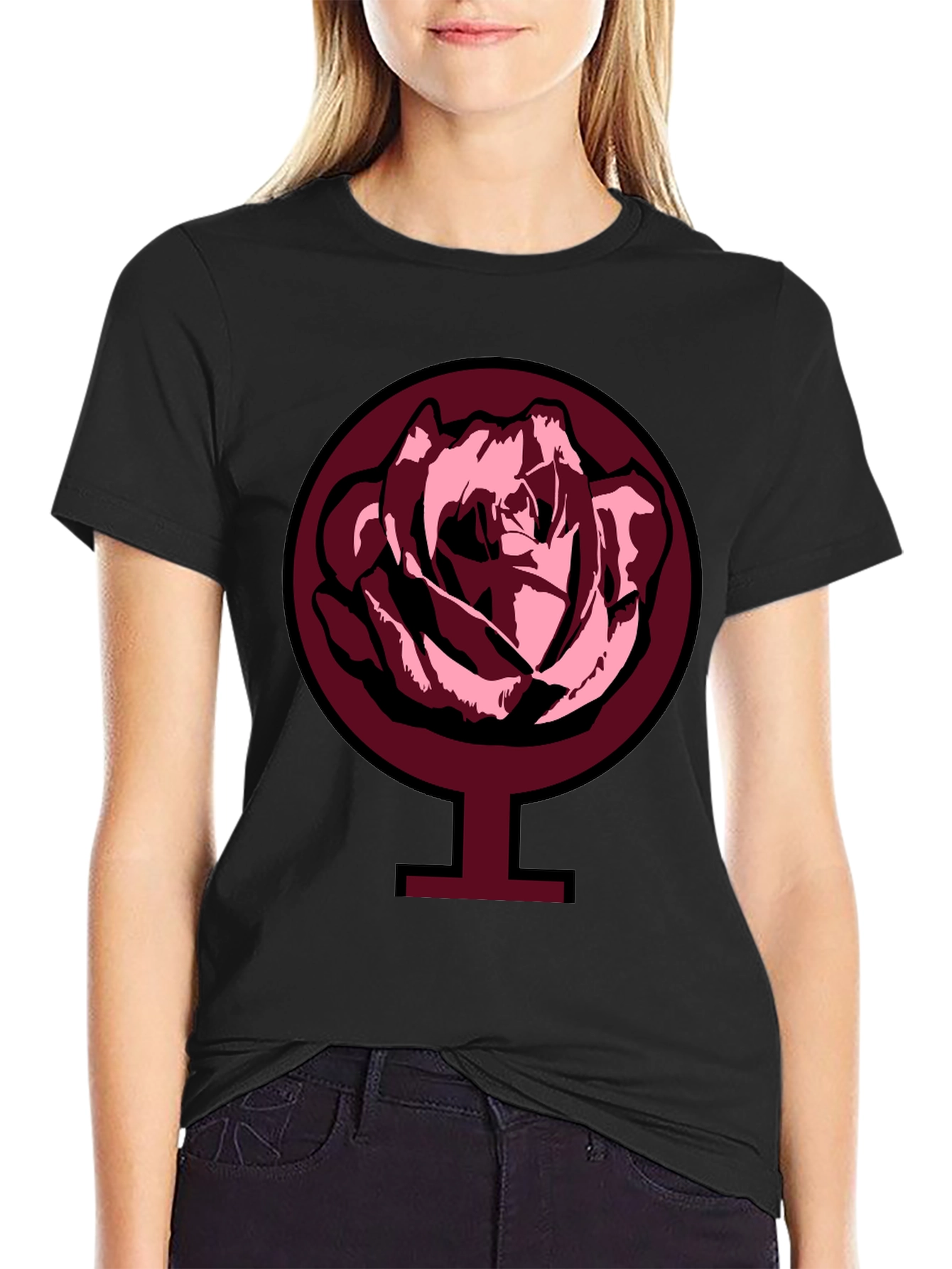 Black Rose Venus Symbol Graphic Tee - Black view 2