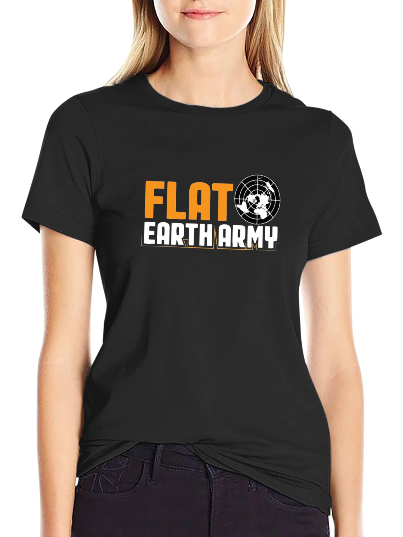 Black Flat Earth Army Graphic T-Shirt view 2