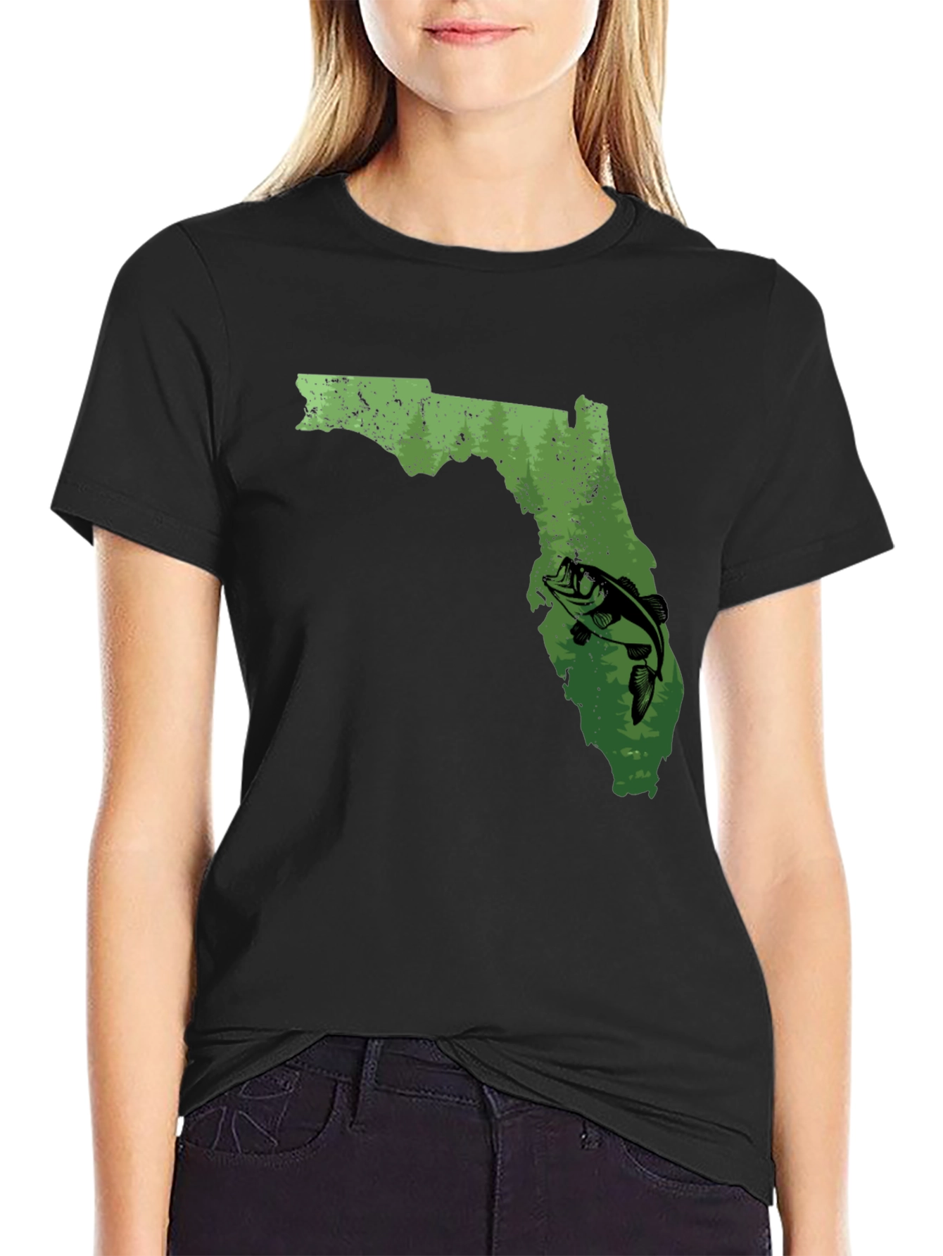 Black Florida Fishing Graphic T-Shirt view 2