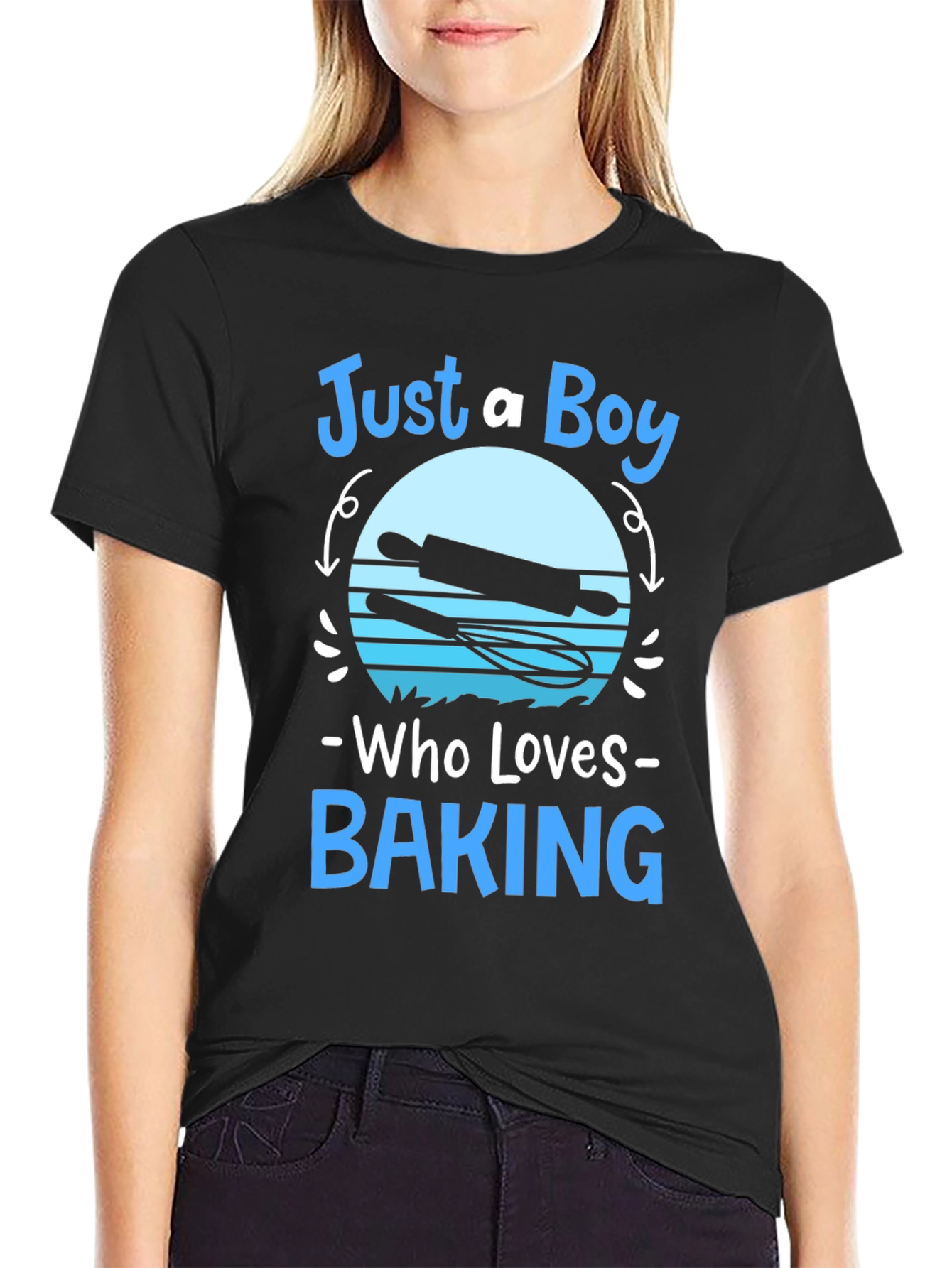Black Just A Boy Who Loves Baking T-Shirt view 2