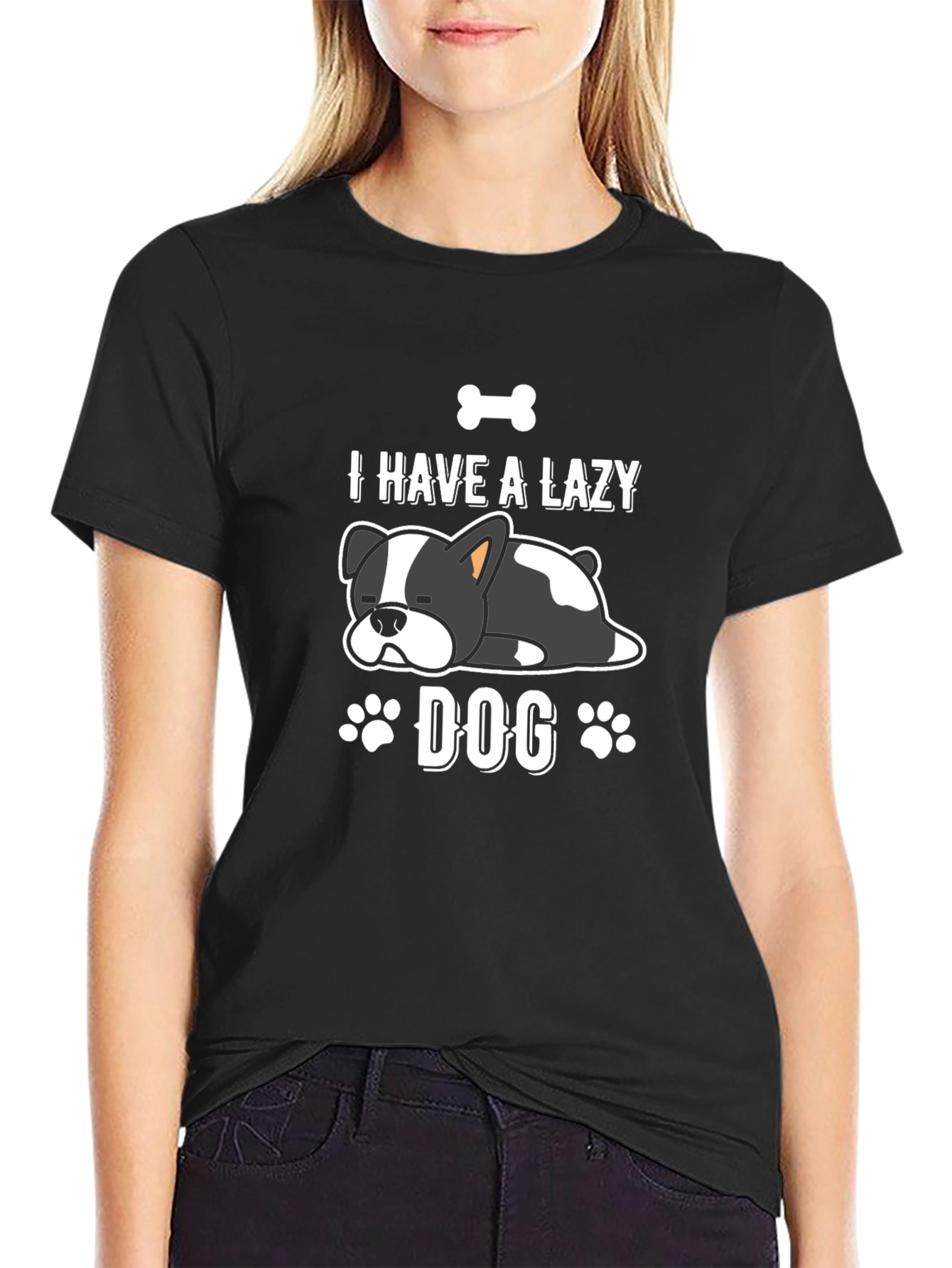 Black Lazy Dog Graphic T-Shirt - Black view 2