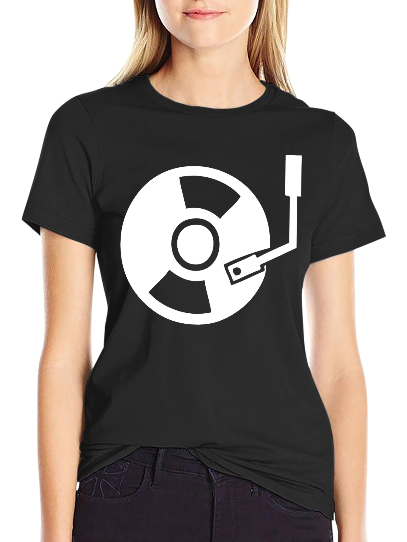 Black DJ Record Graphic T-Shirt - Black Cotton Blend view 2