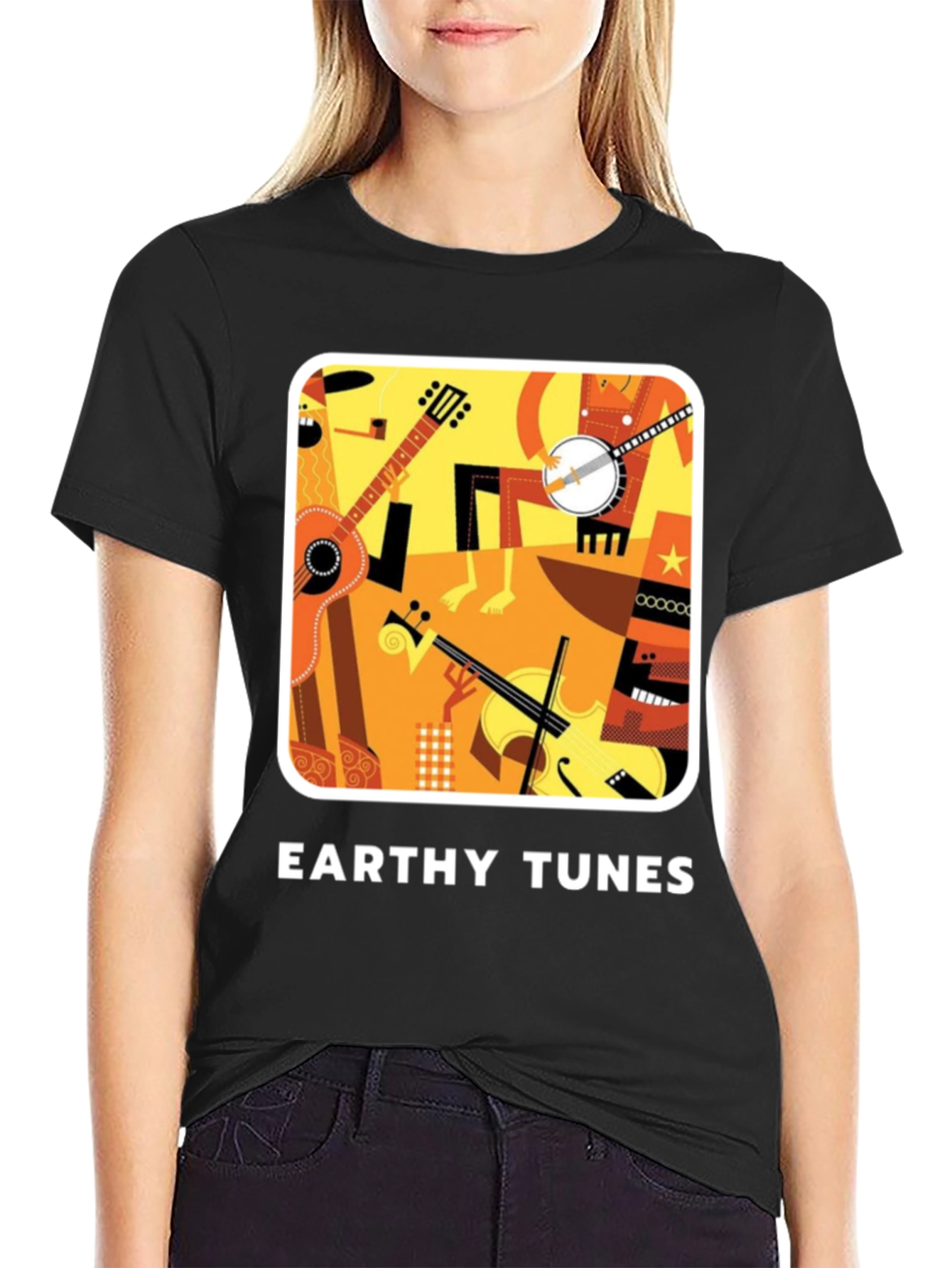 Black Earthy Tunes Black Graphic Tee view 2