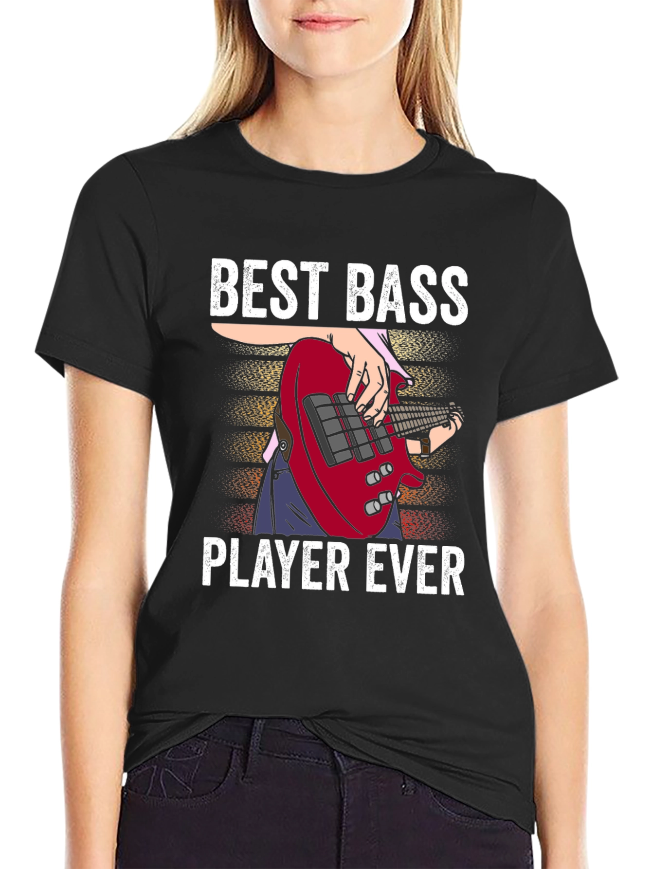 Black Best Bass Player Ever Graphic T-Shirt view 2