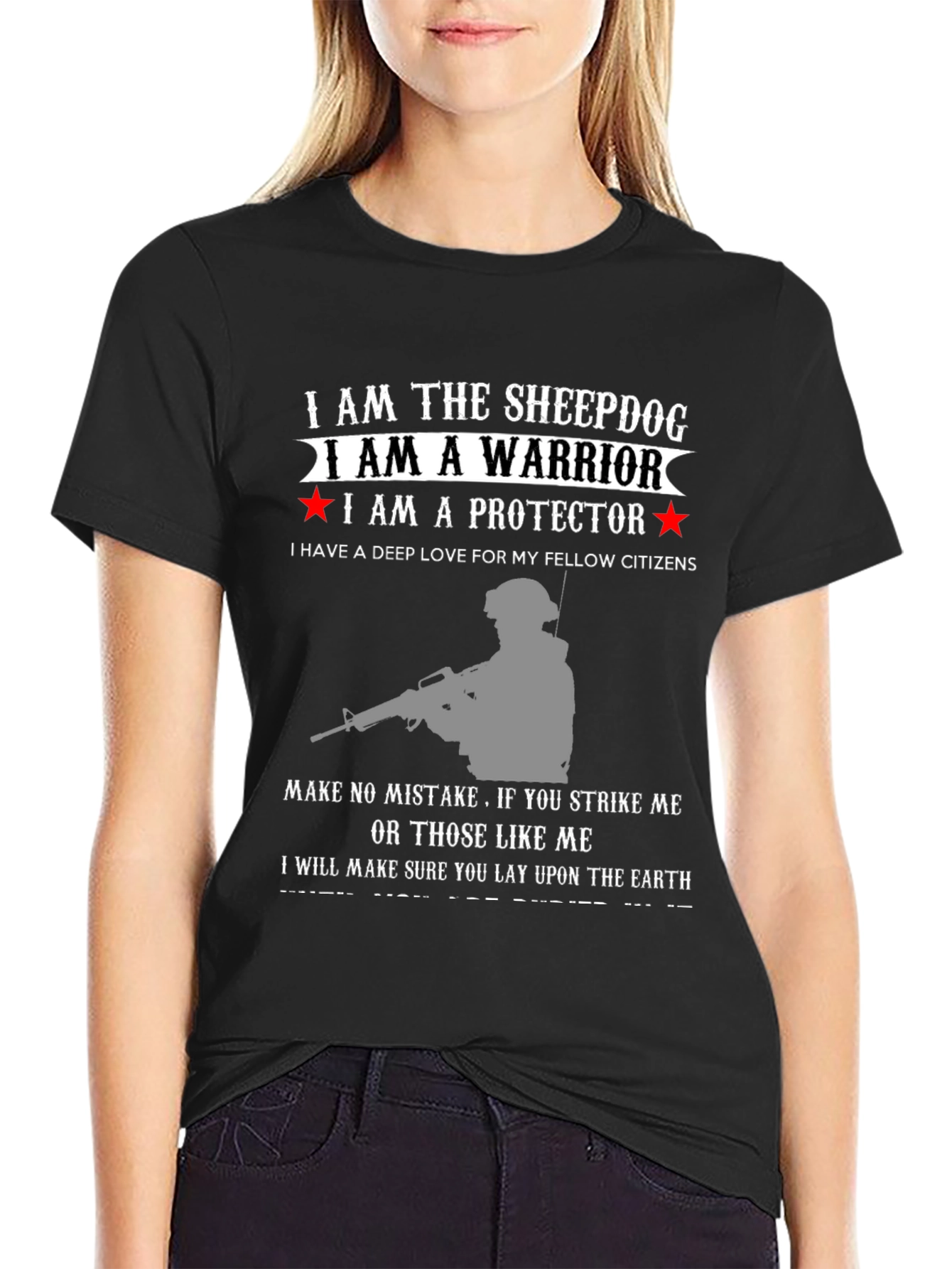 Black Sheepdog Warrior Protector Graphic Tee view 2