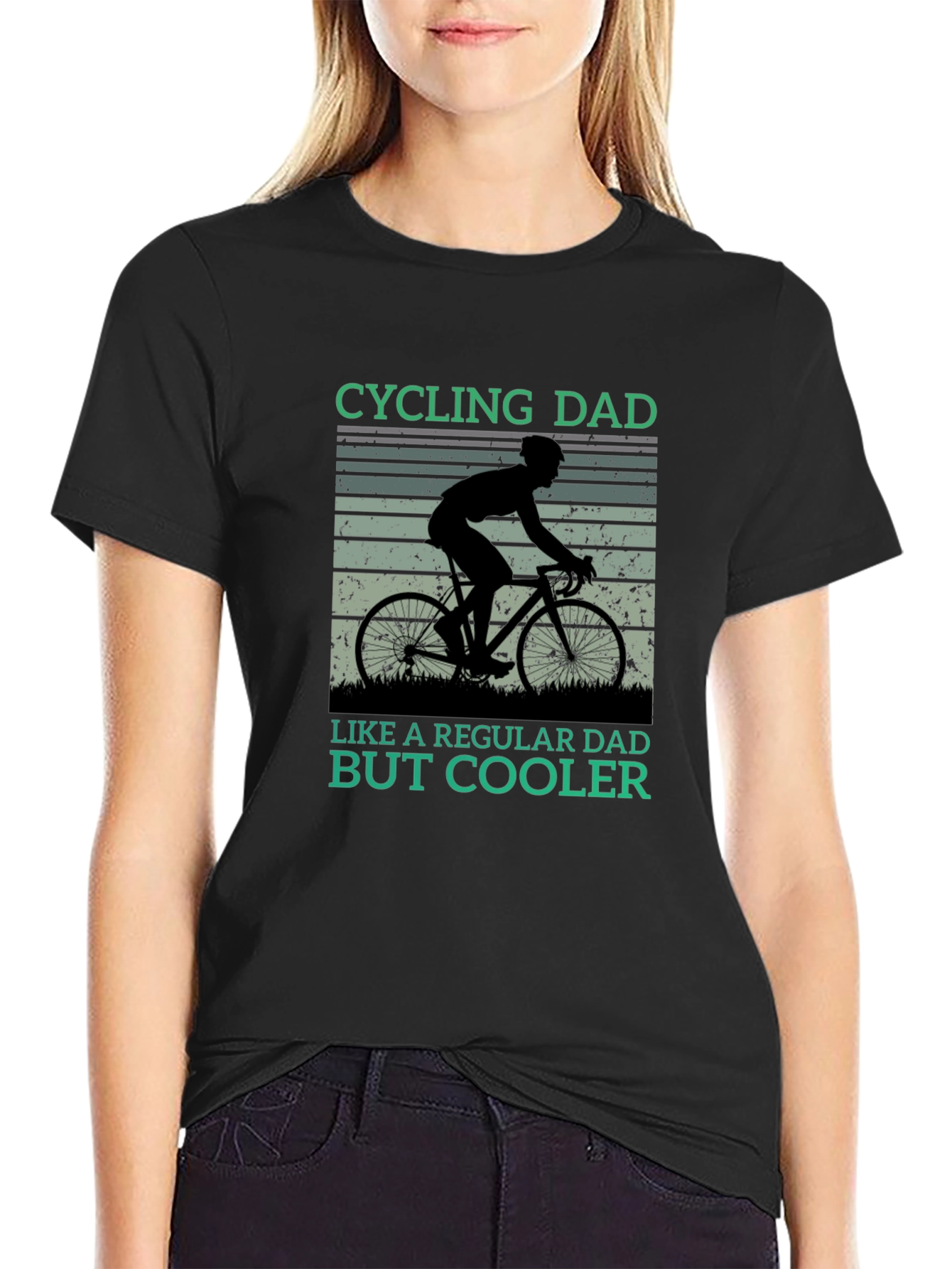 Black Cycling Dad T-Shirt - Cool Dad Style view 2
