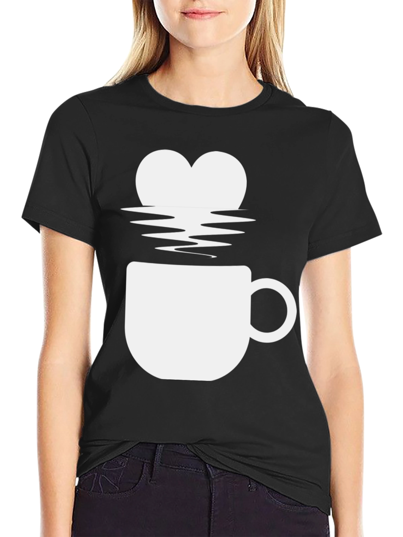 Black Heart Coffee Mug Graphic Tee view 2