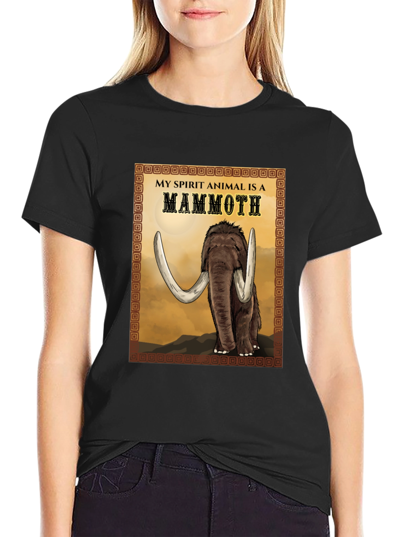 Black Mammoth Spirit Animal T-Shirt - Graphic Tee view 2