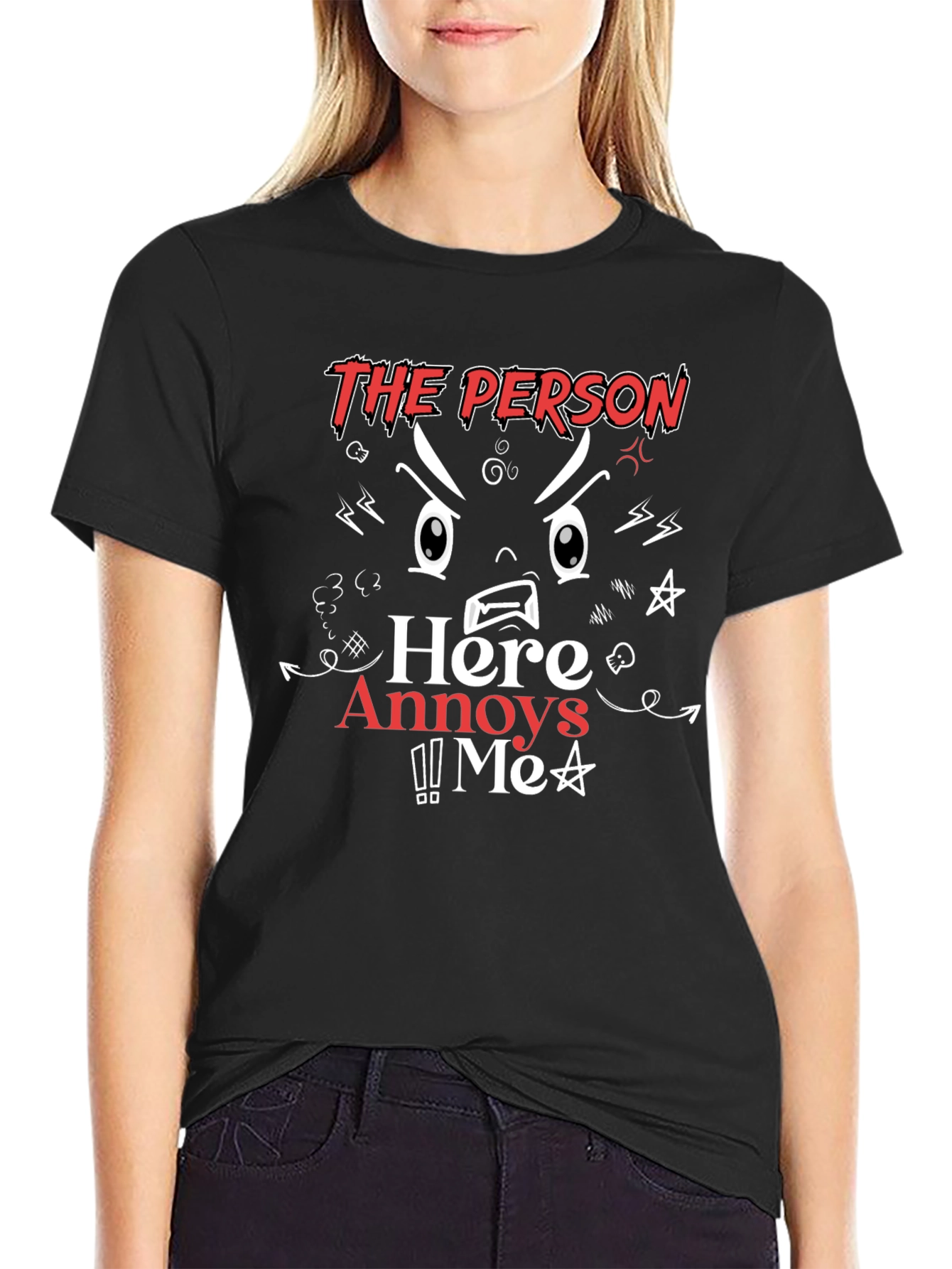 Black Annoyed T-Shirt: The Person Here Annoys Me view 2