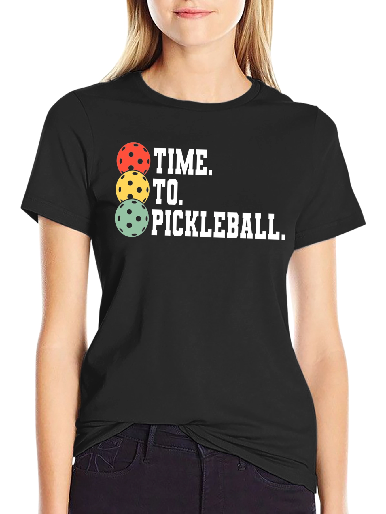 Black Time to Pickleball T-Shirt view 2