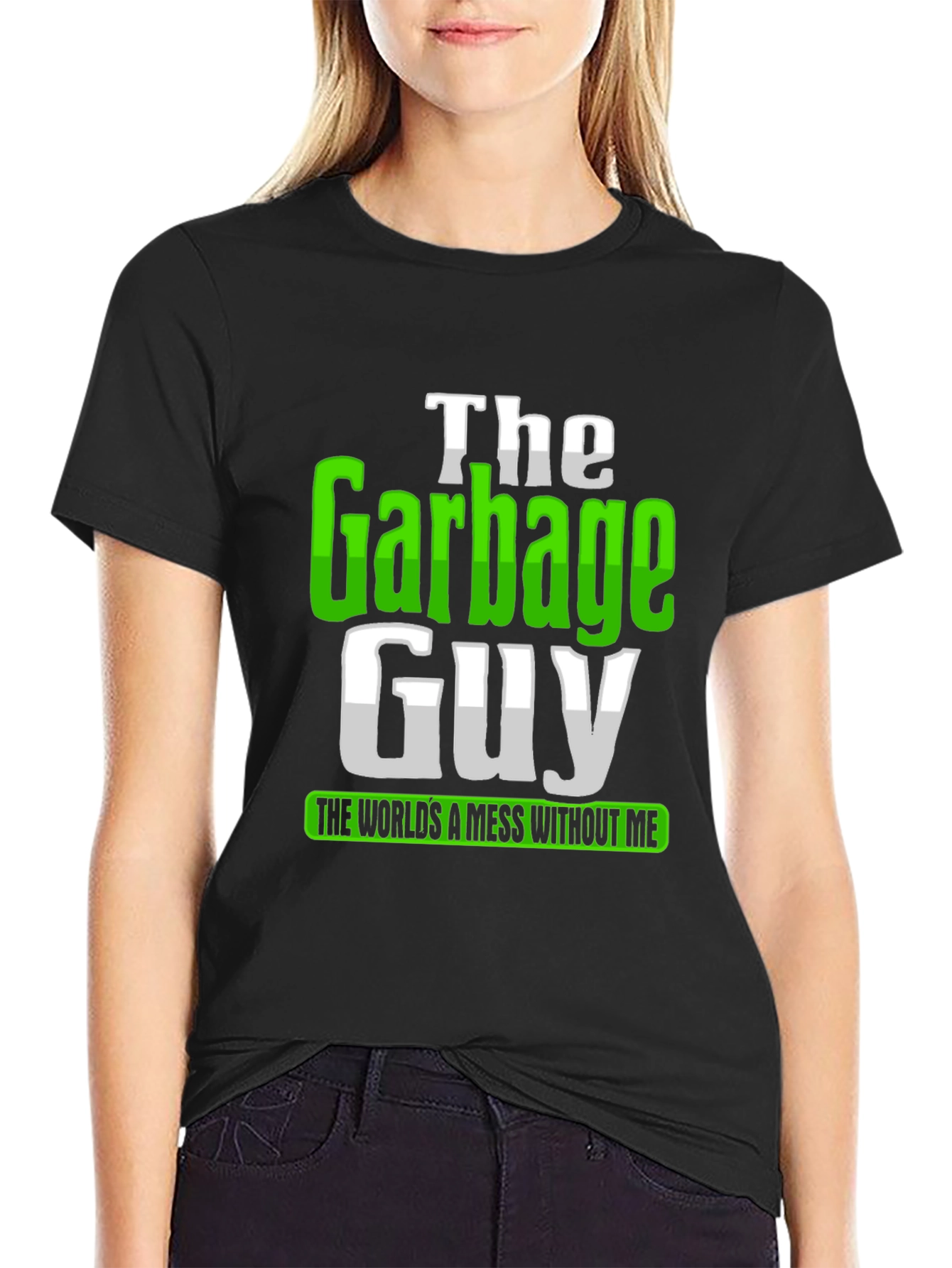 Black The Garbage Guy T-Shirt - Funny Sanitation Worker Tee view 2