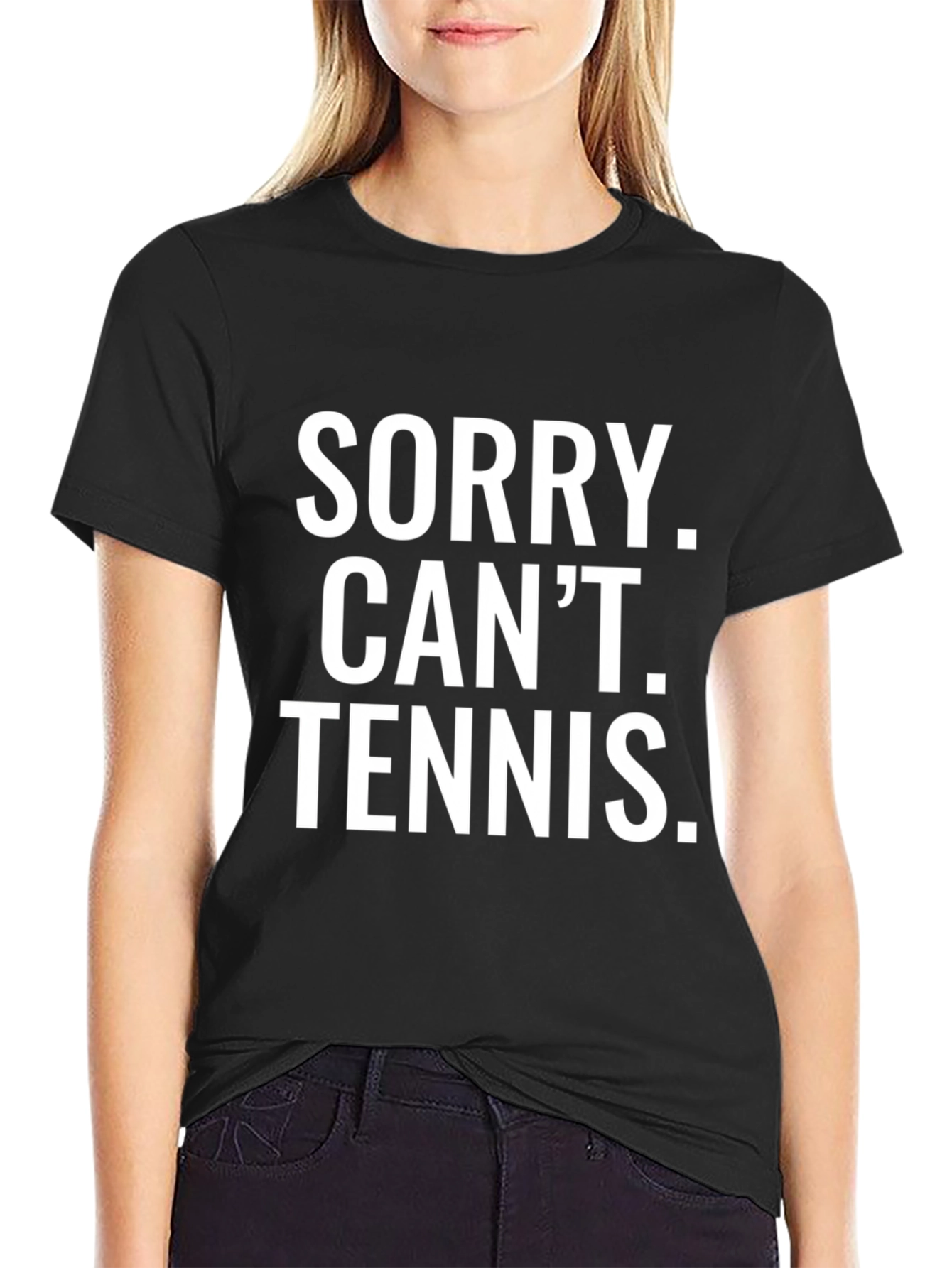 Black Sorry, Can't. Tennis. Black Graphic Tee view 2
