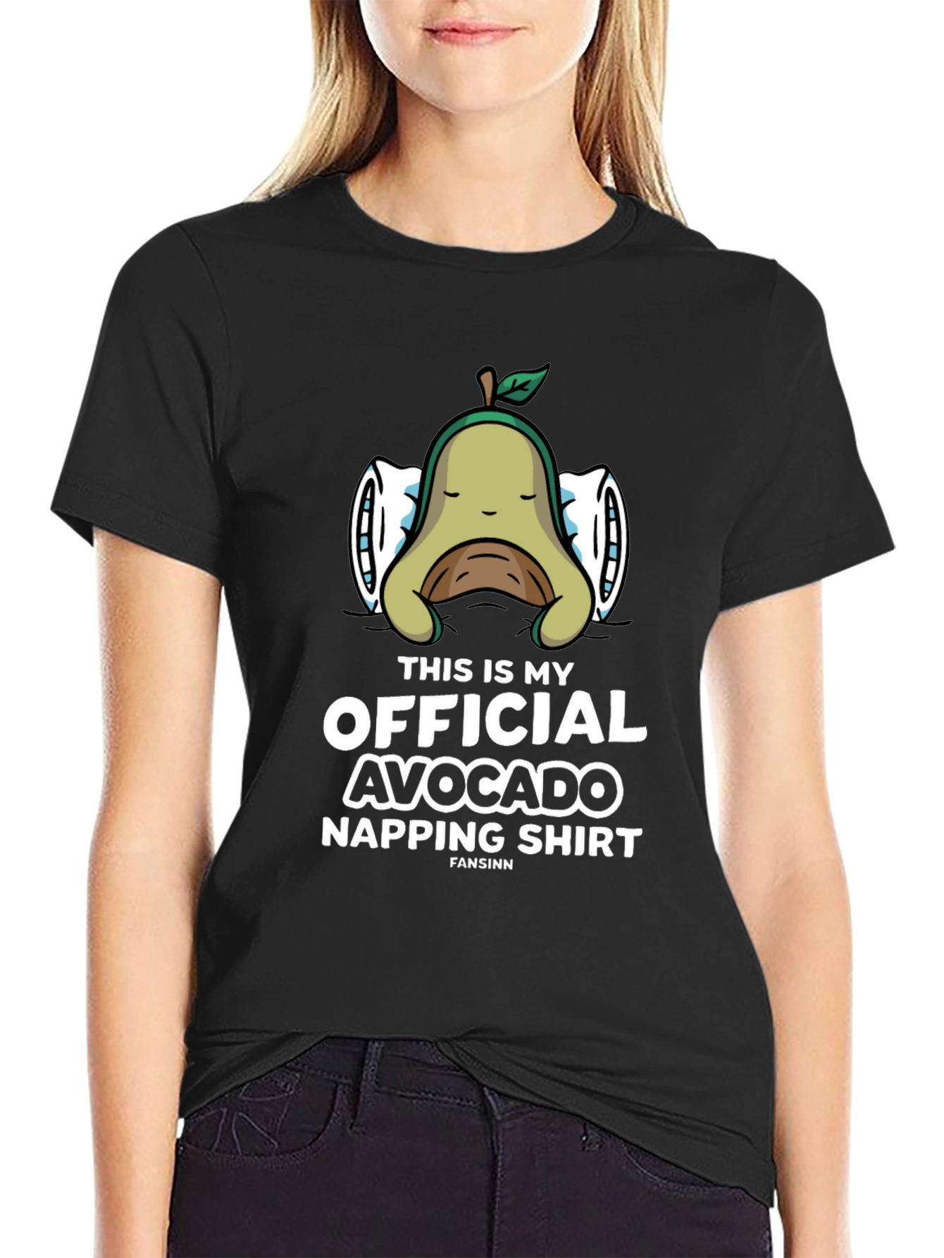 Black Avocado Napping T-Shirt - Funny Sleep Shirt view 2