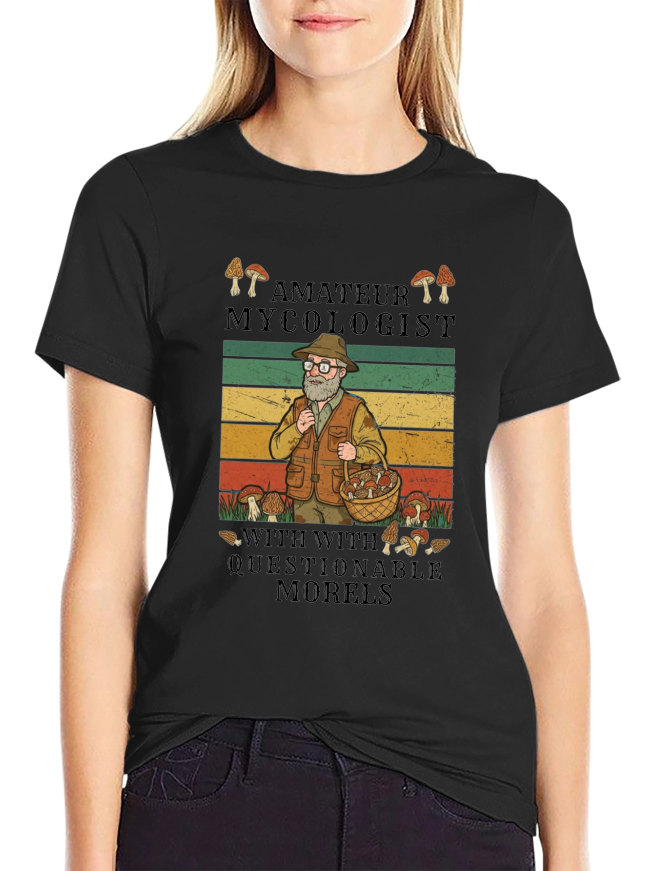 Black Amateur Mycologist T-Shirt - Questionable Morels view 2