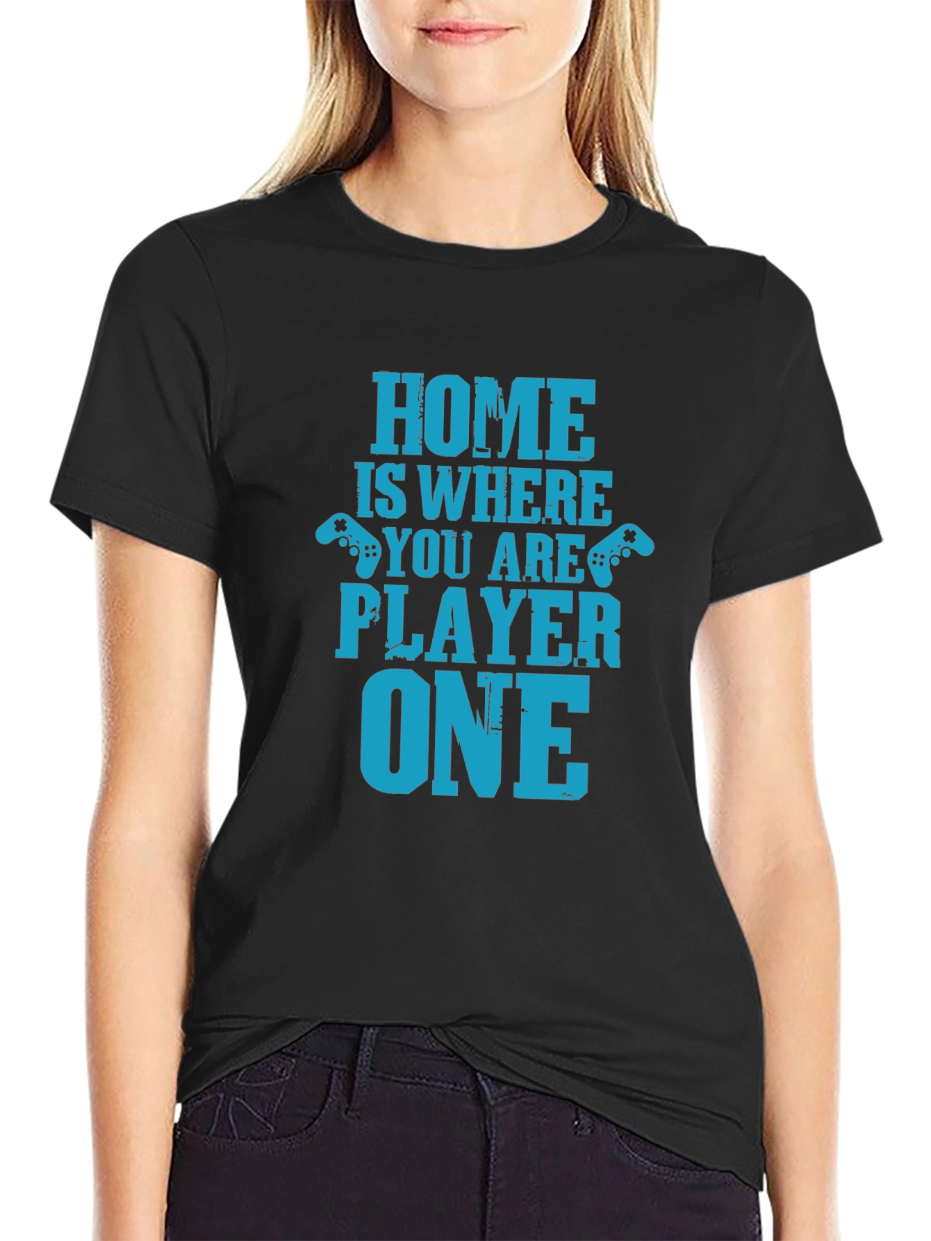 Black Home Is Where You Are Player One Black T-Shirt view 2