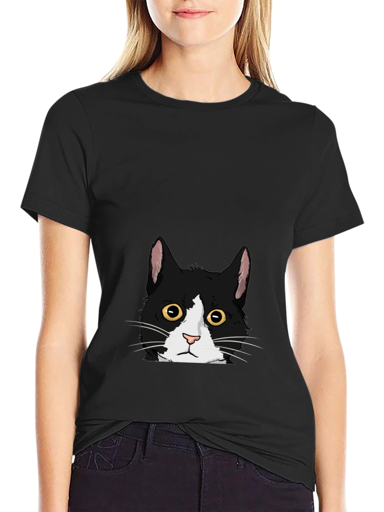 Black Black Cat Peekaboo Graphic Tee view 2