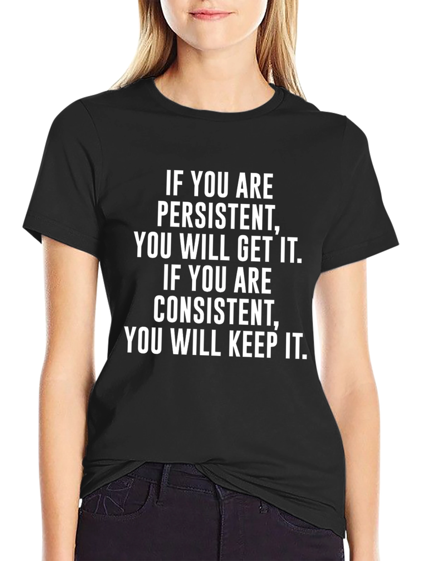 Black Motivational T-Shirt: Persistent & Consistent view 2