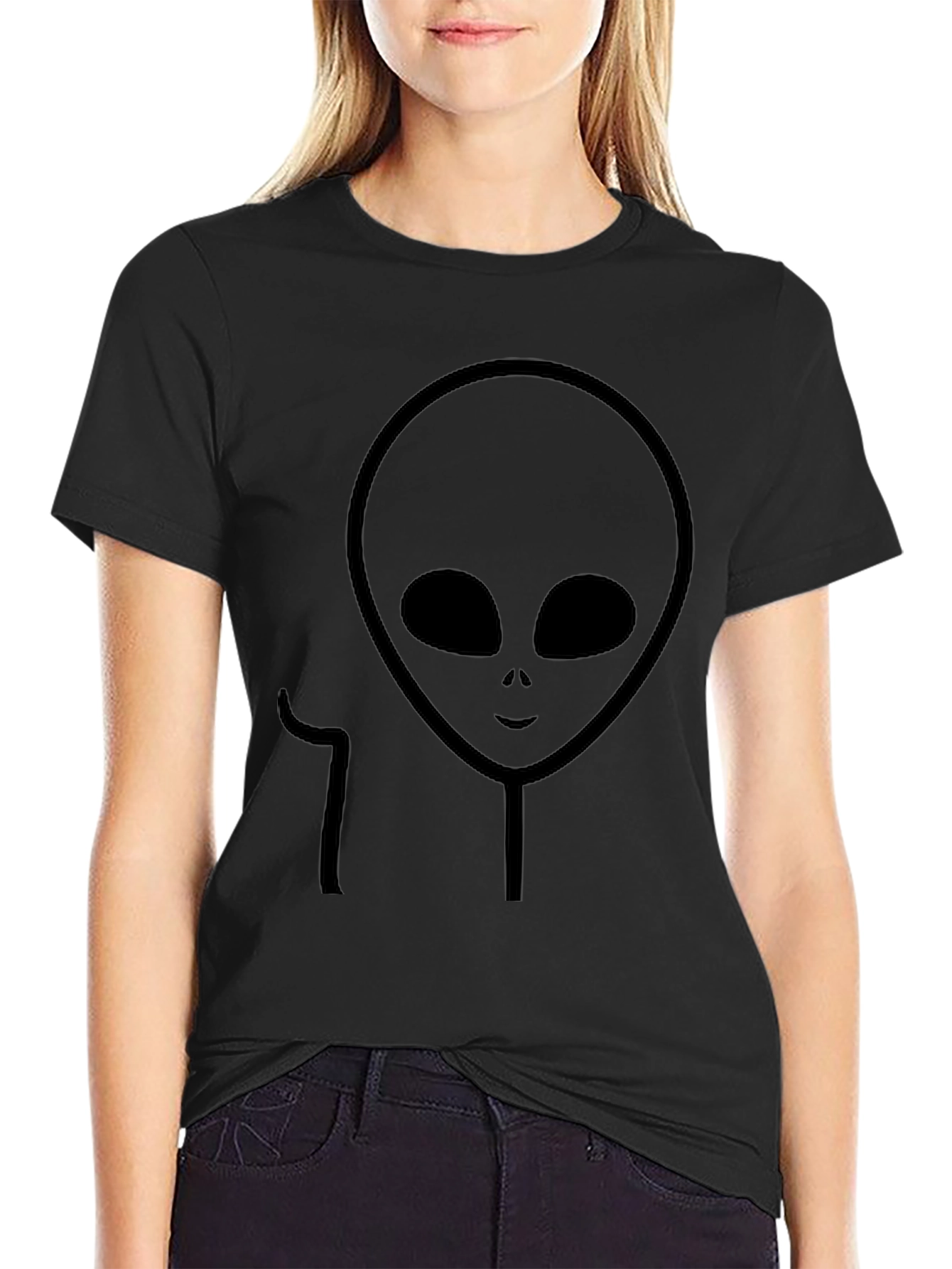 Black Black Alien Graphic Tee - Extraterrestrial Style view 2
