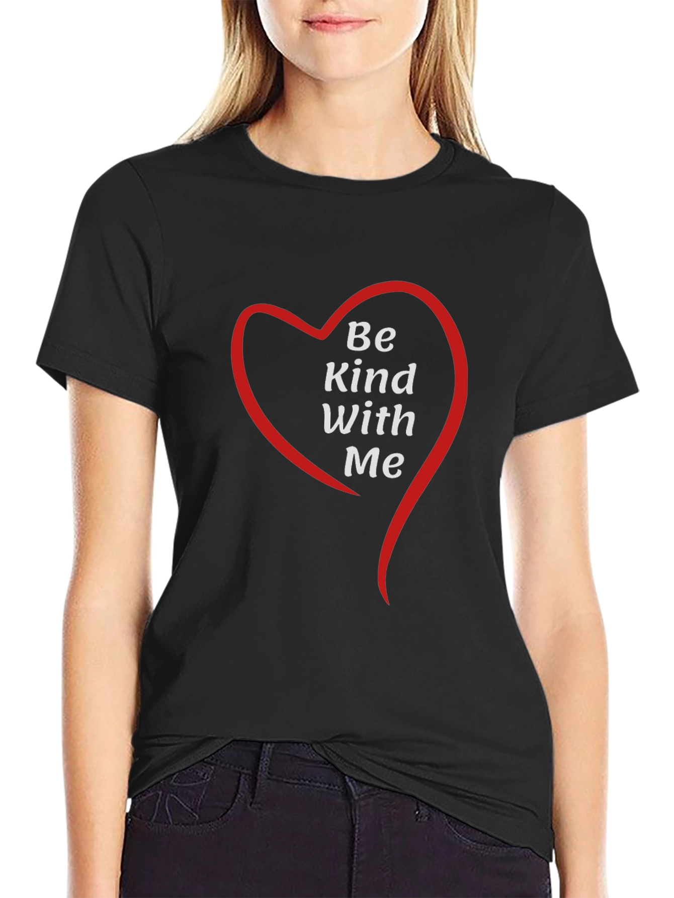 Black Be Kind With Me Heart Graphic Tee - Black view 2