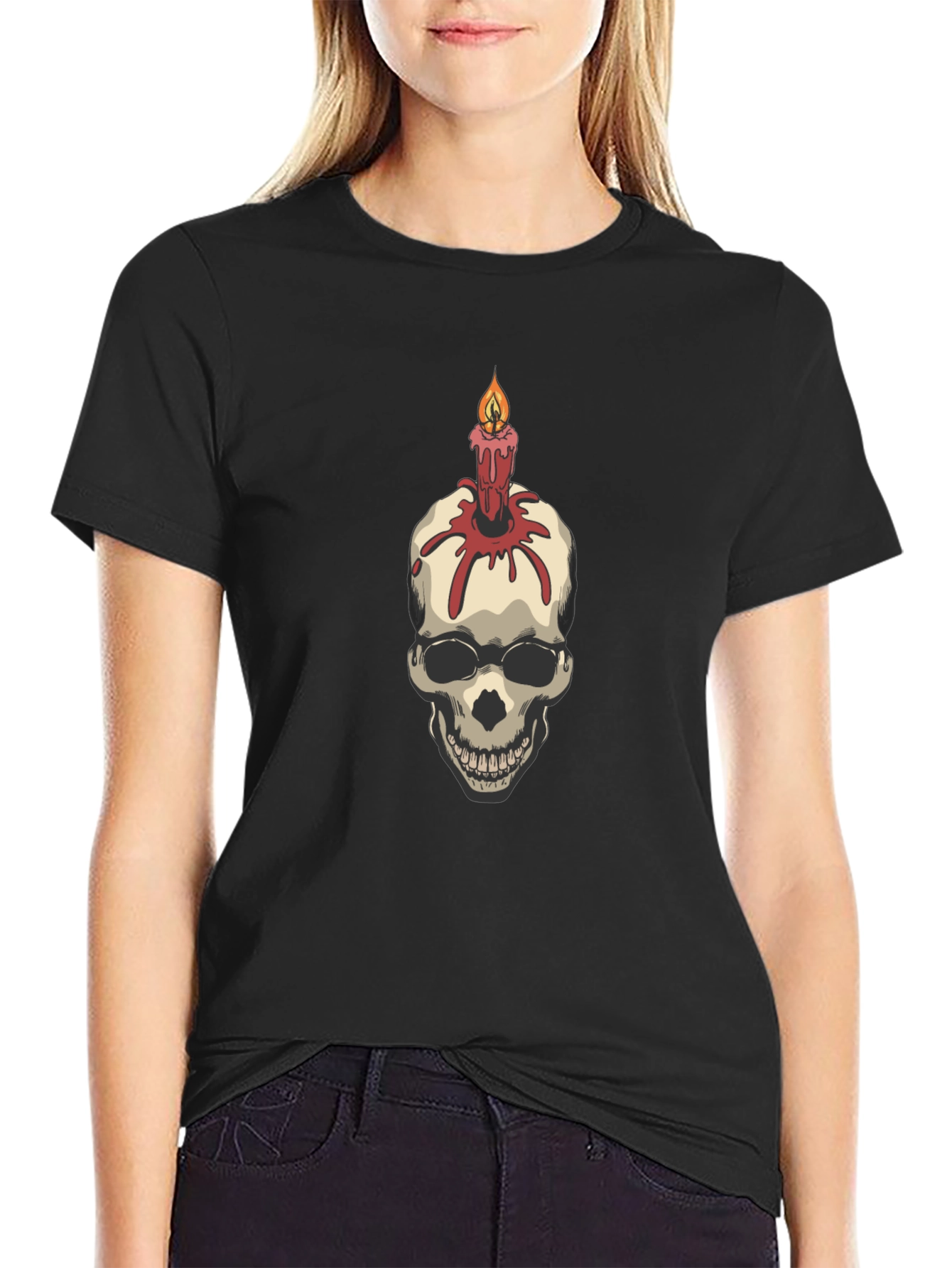 Black Skull Candle Graphic Tee view 2