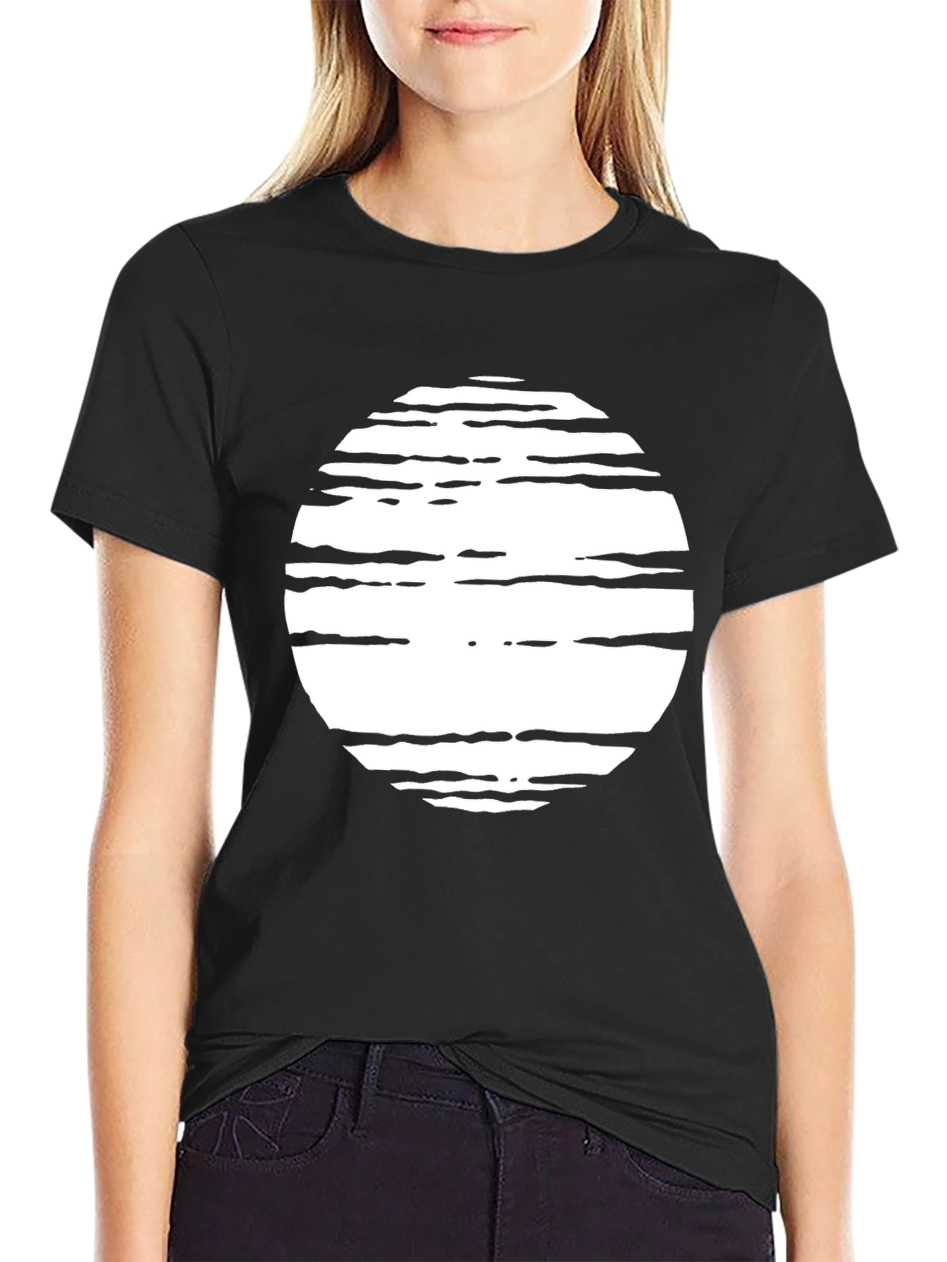 Stripped Circle Graphic Black T-Shirt - 2