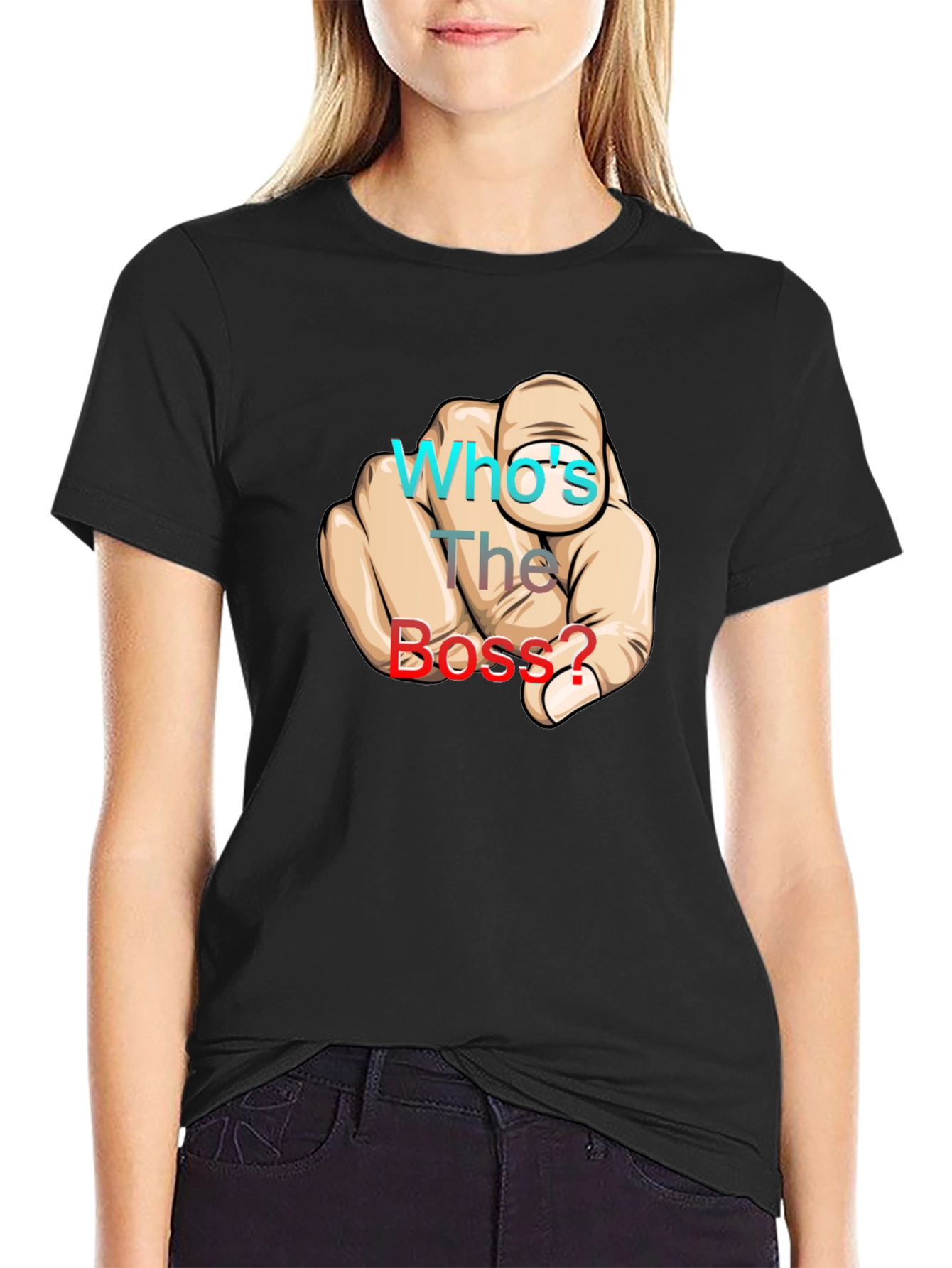 Black Who's The Boss? Graphic Print Black T-Shirt view 2
